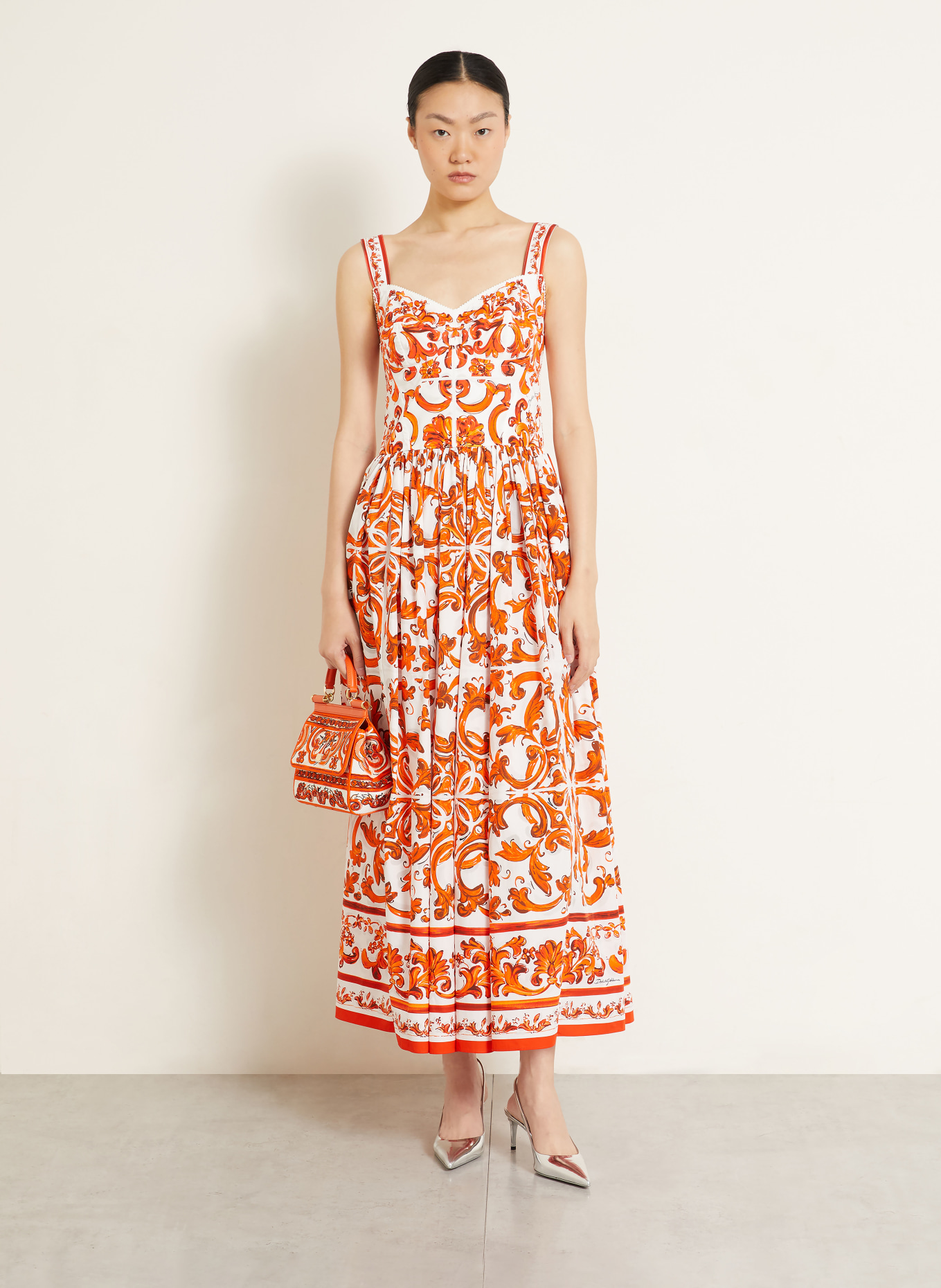 DOLCE & GABBANA Rochie: ALB / PORTOCALIU