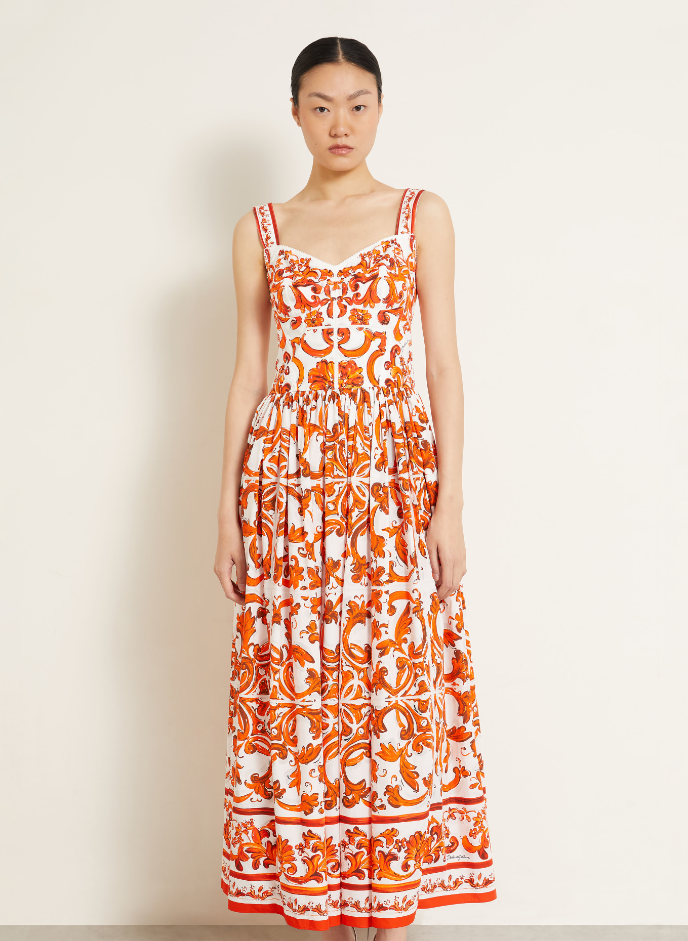 DOLCE & GABBANA Rochie: ALB / PORTOCALIU
