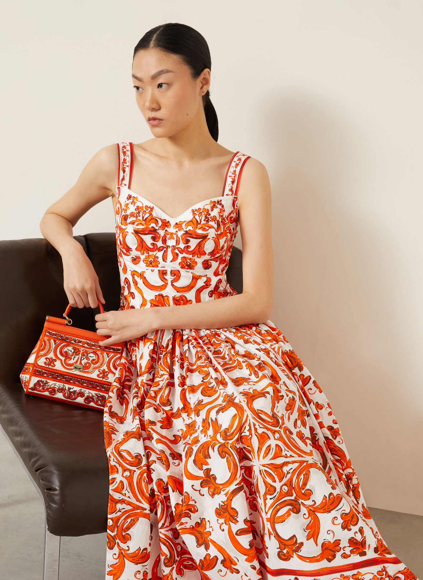 DOLCE & GABBANA Rochie: ALB / PORTOCALIU