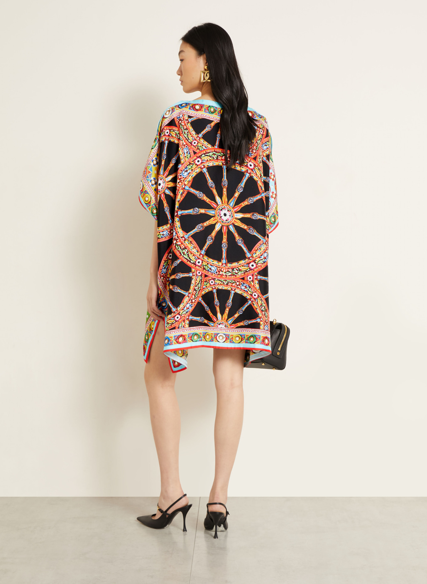 DOLCE & GABBANA Sukienka jedwabna: CZARNY / CZERWONY / JASNONIEBIESKI