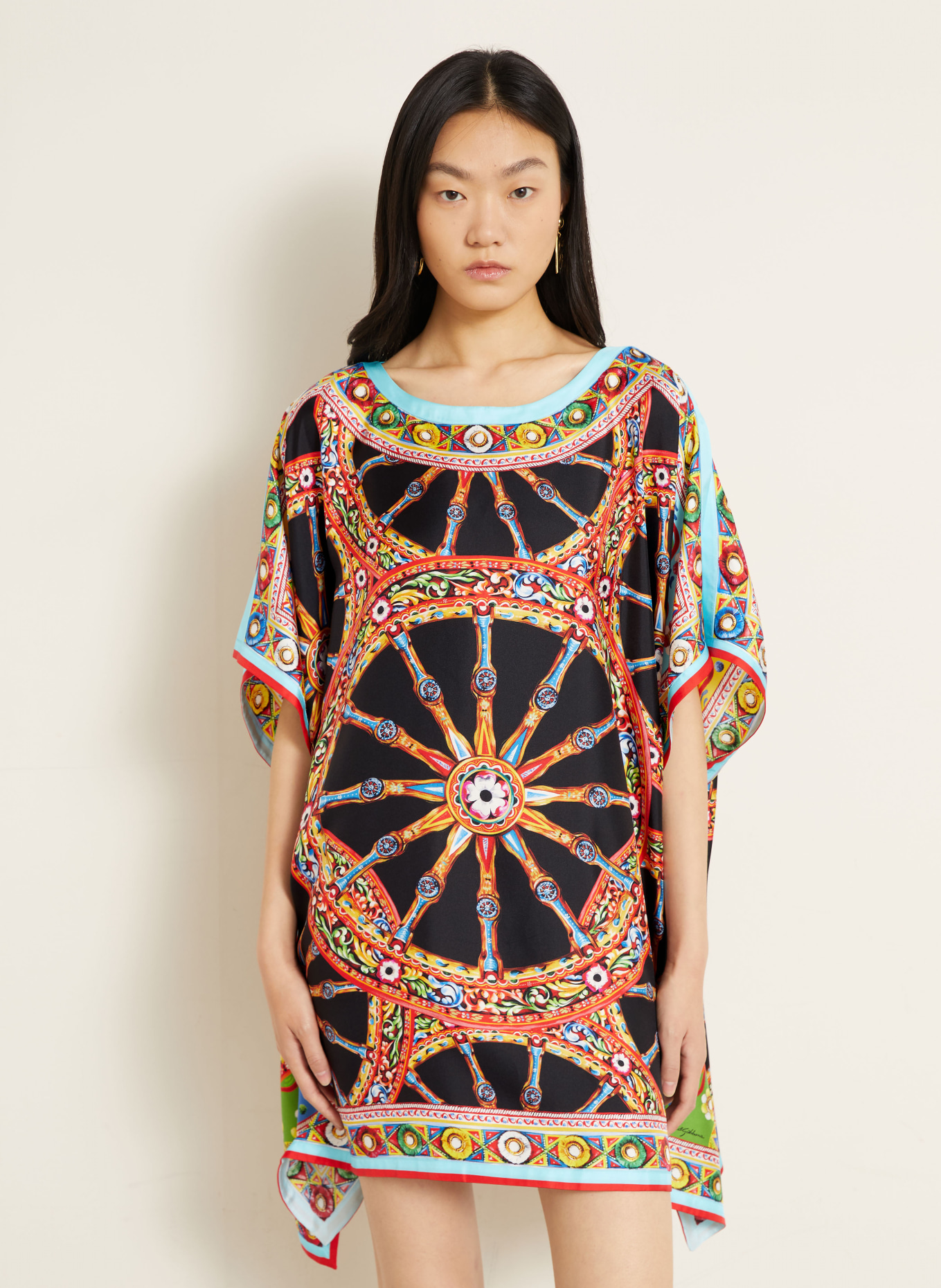 DOLCE & GABBANA Sukienka jedwabna: CZARNY / CZERWONY / JASNONIEBIESKI