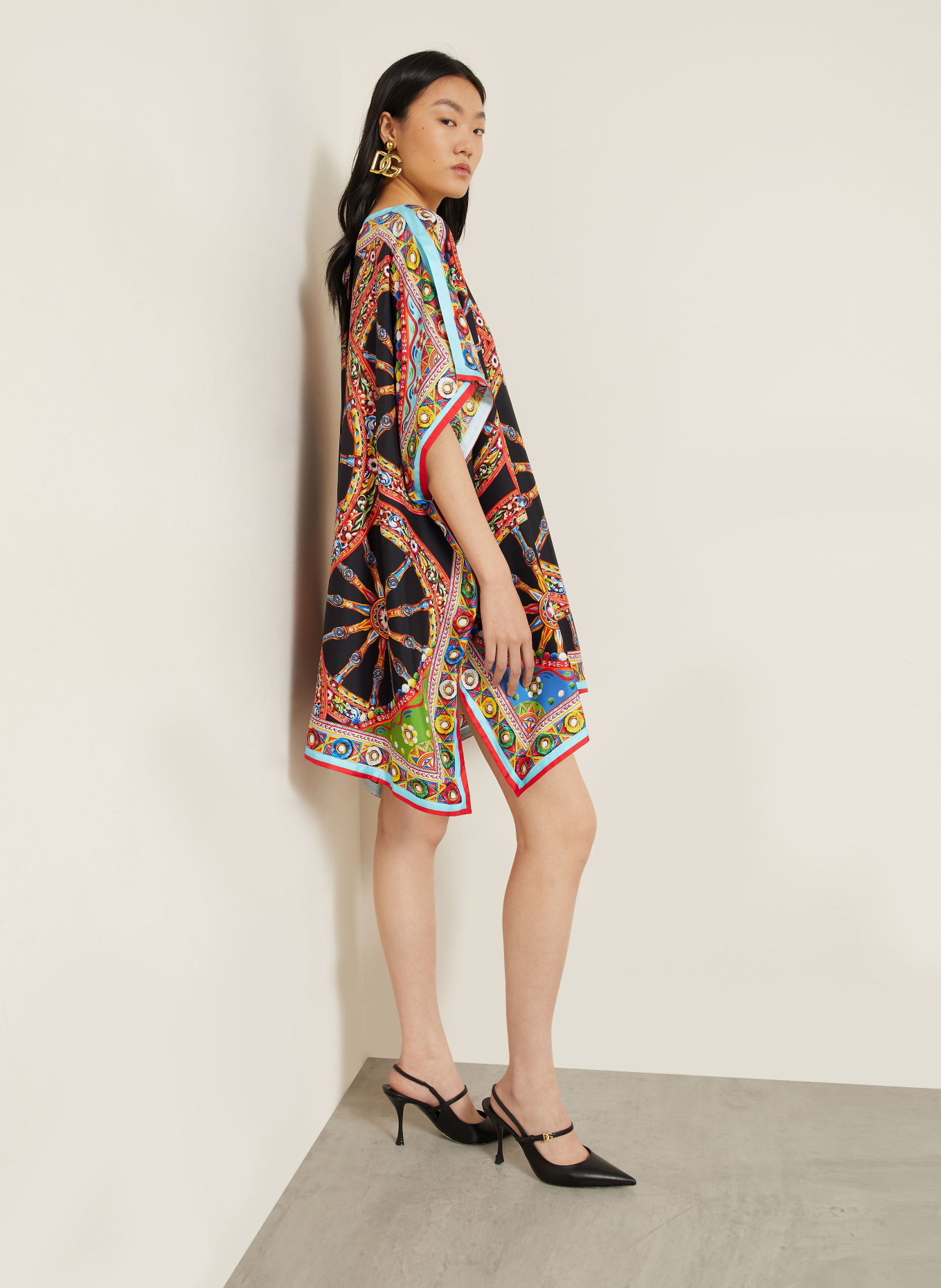 DOLCE & GABBANA Sukienka jedwabna: CZARNY / CZERWONY / JASNONIEBIESKI