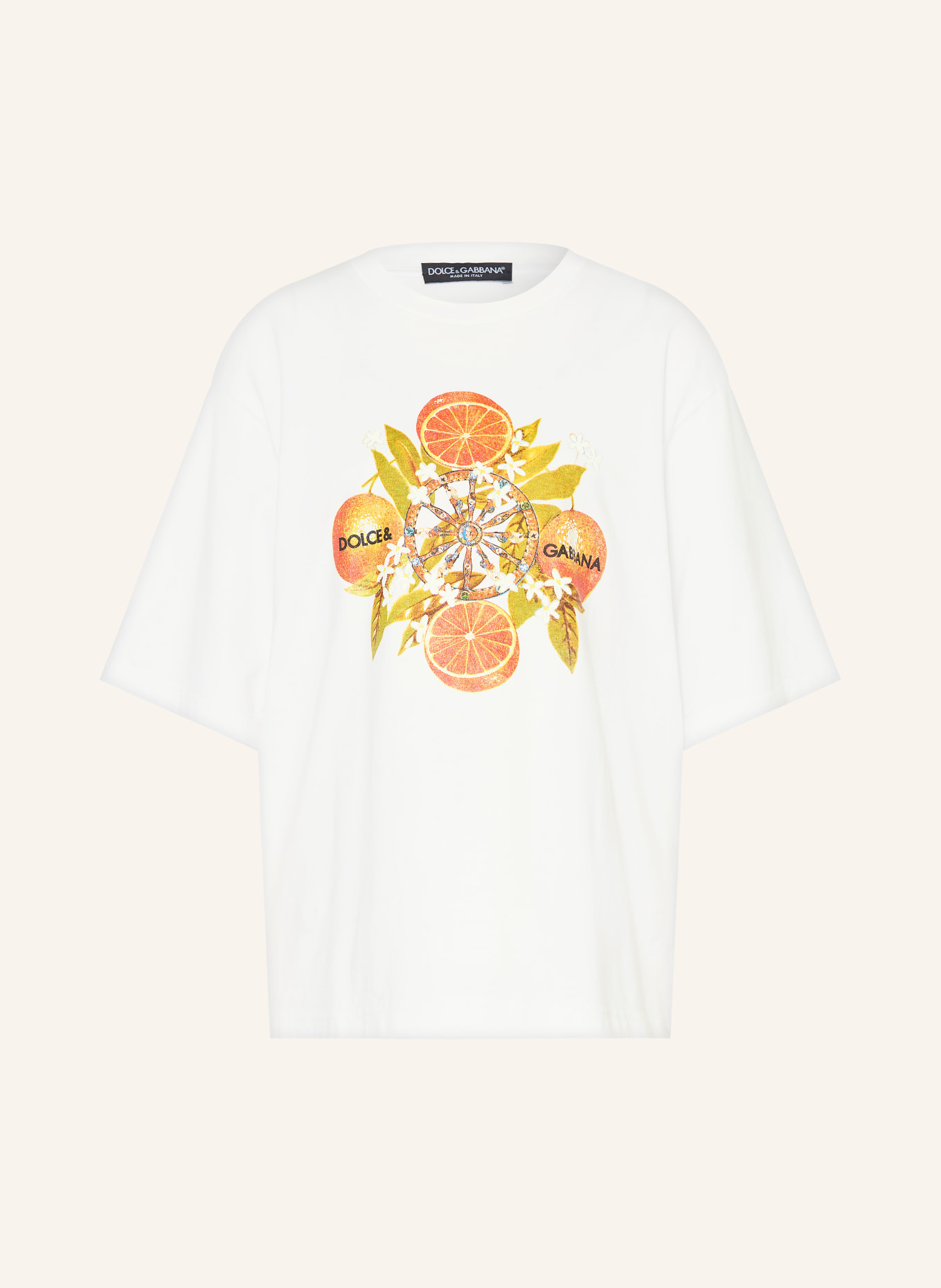 DOLCE & GABBANA Oversized Shirt: WHITE / ORANGE / GREEN