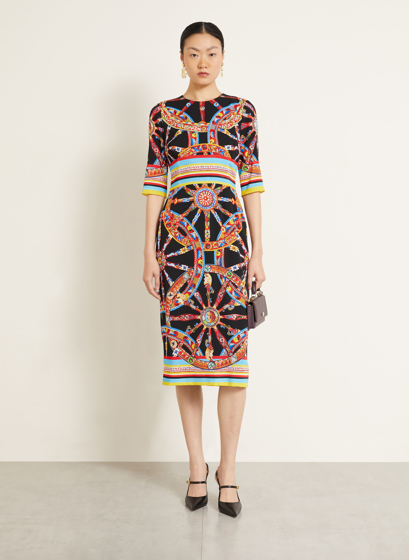 DOLCE & GABBANA Rochie dreaptă: NEGRU / ROȘU / ALBASTRU