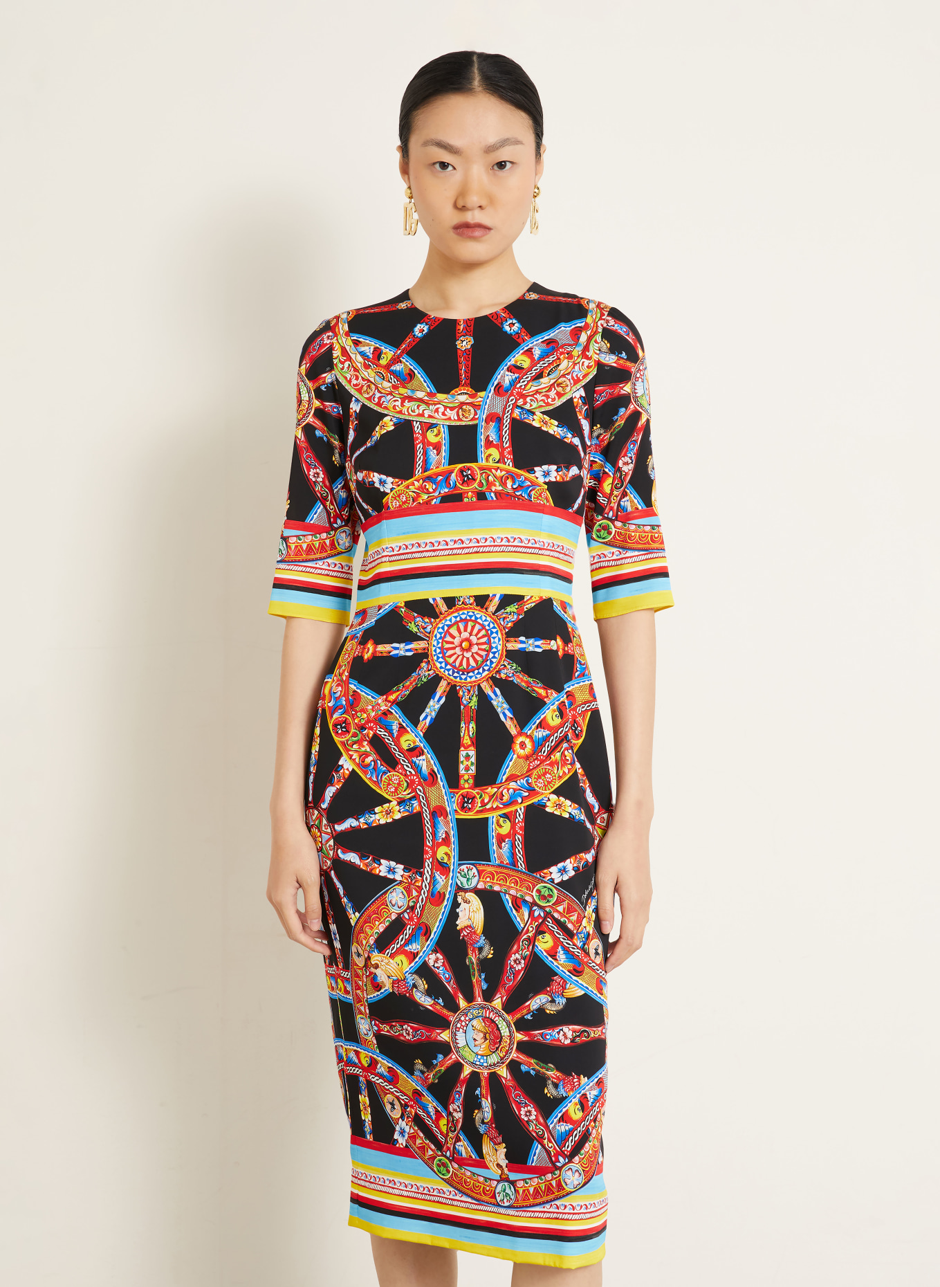 DOLCE & GABBANA Rochie dreaptă: NEGRU / ROȘU / ALBASTRU