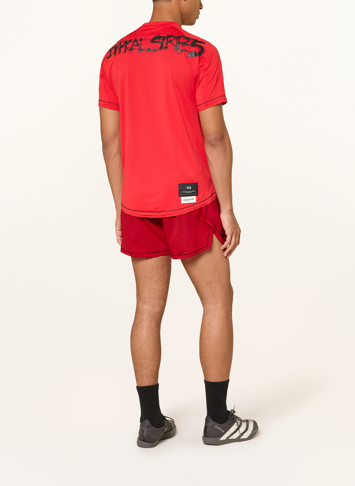 Y-3 GFX RUN 2-in-1 running shorts: RED / BLACK