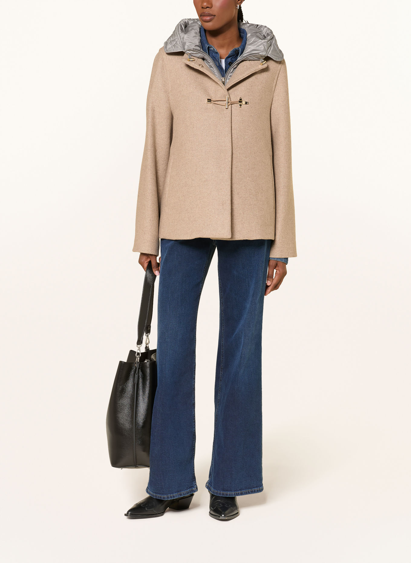 Fay Pea coat: BEIGE / GRAY