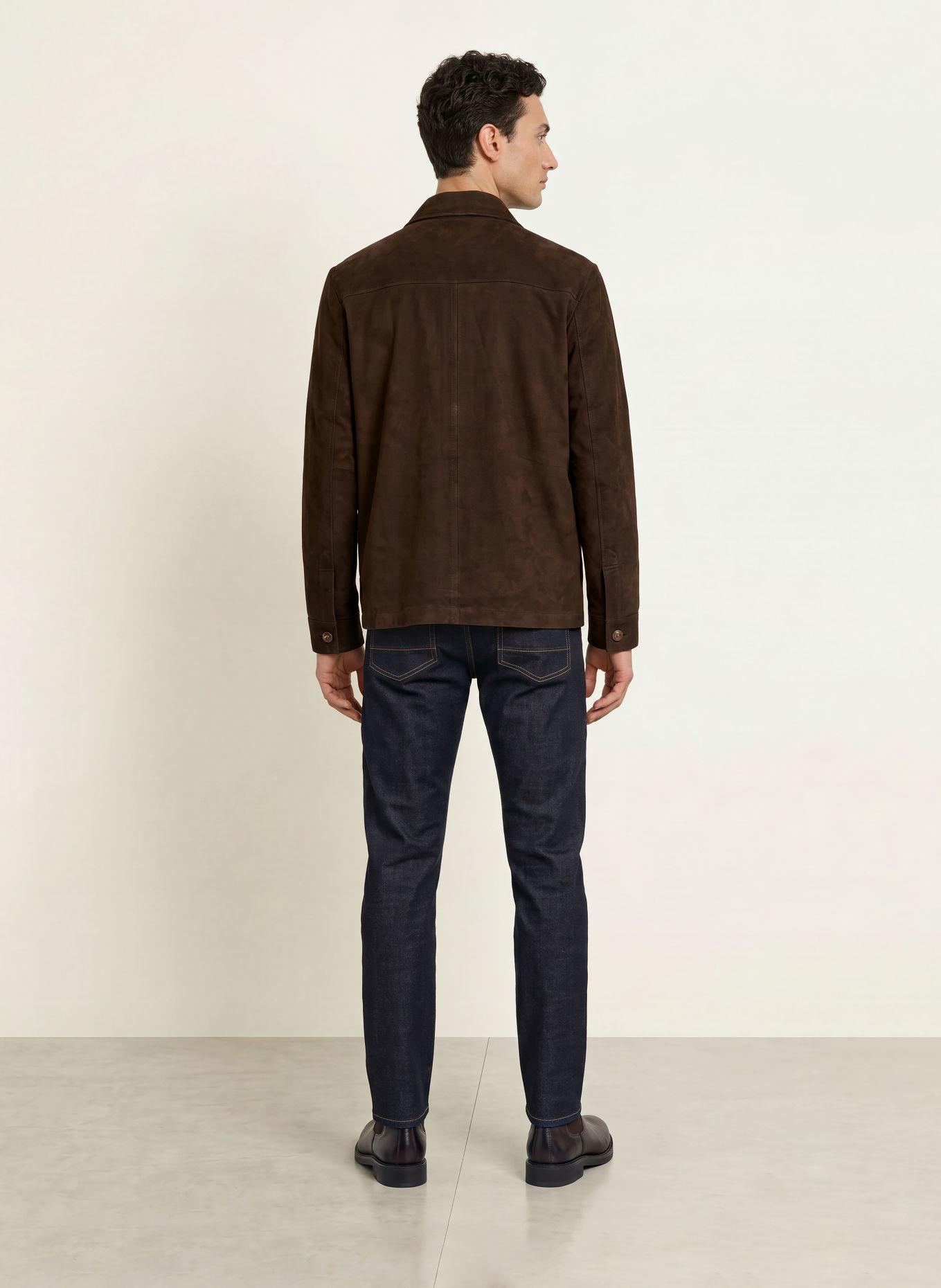 FYNCH-HATTON Leather Overshirt: DARK BROWN