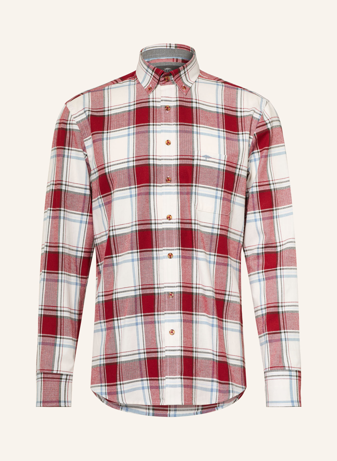 FYNCH-HATTON Regular-Fit Shirt: DARK RED / ECRU / BLUE GRAY
