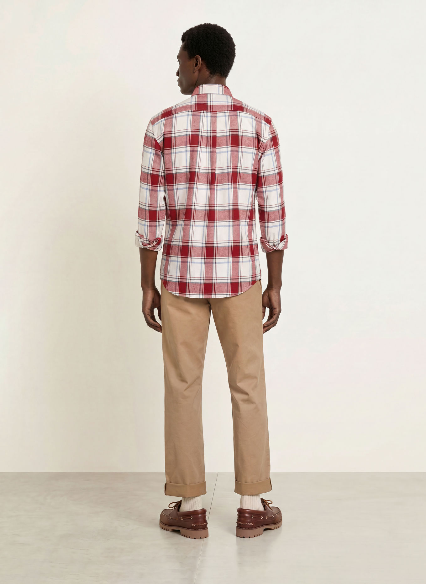 FYNCH-HATTON Regular-Fit Shirt: DARK RED / ECRU / BLUE GRAY