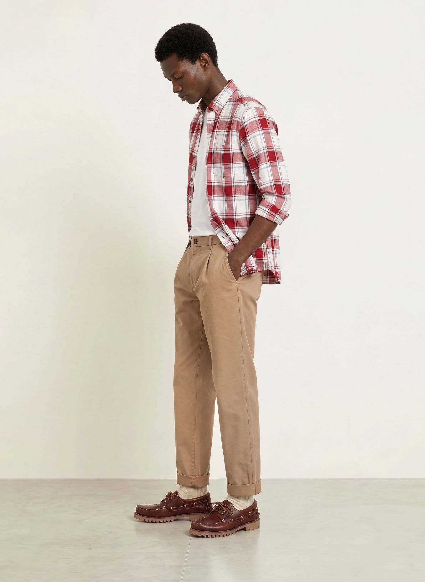FYNCH-HATTON Regular-Fit Shirt: DARK RED / ECRU / BLUE GRAY