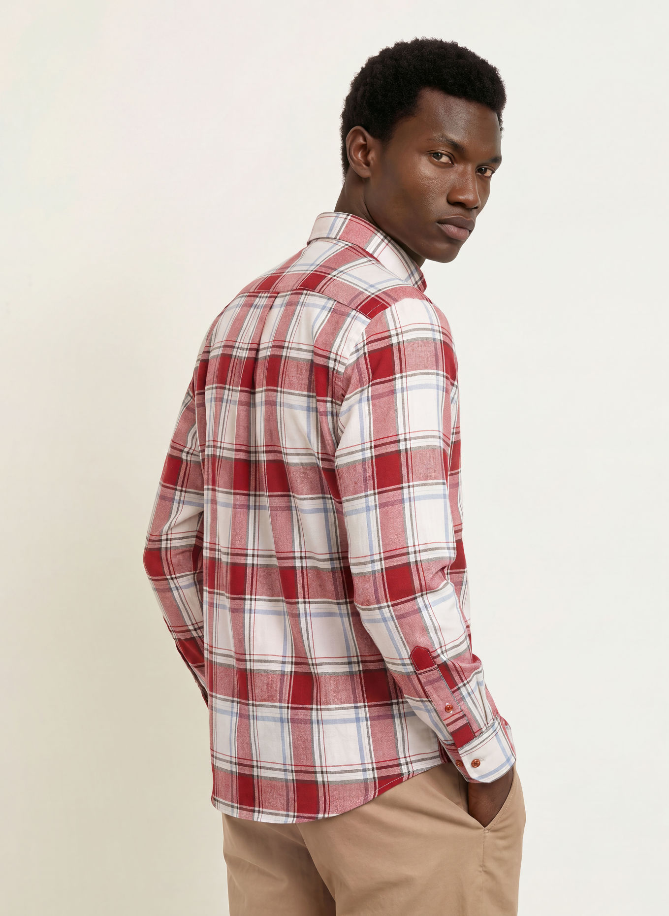 FYNCH-HATTON Regular-Fit Shirt: DARK RED / ECRU / BLUE GRAY