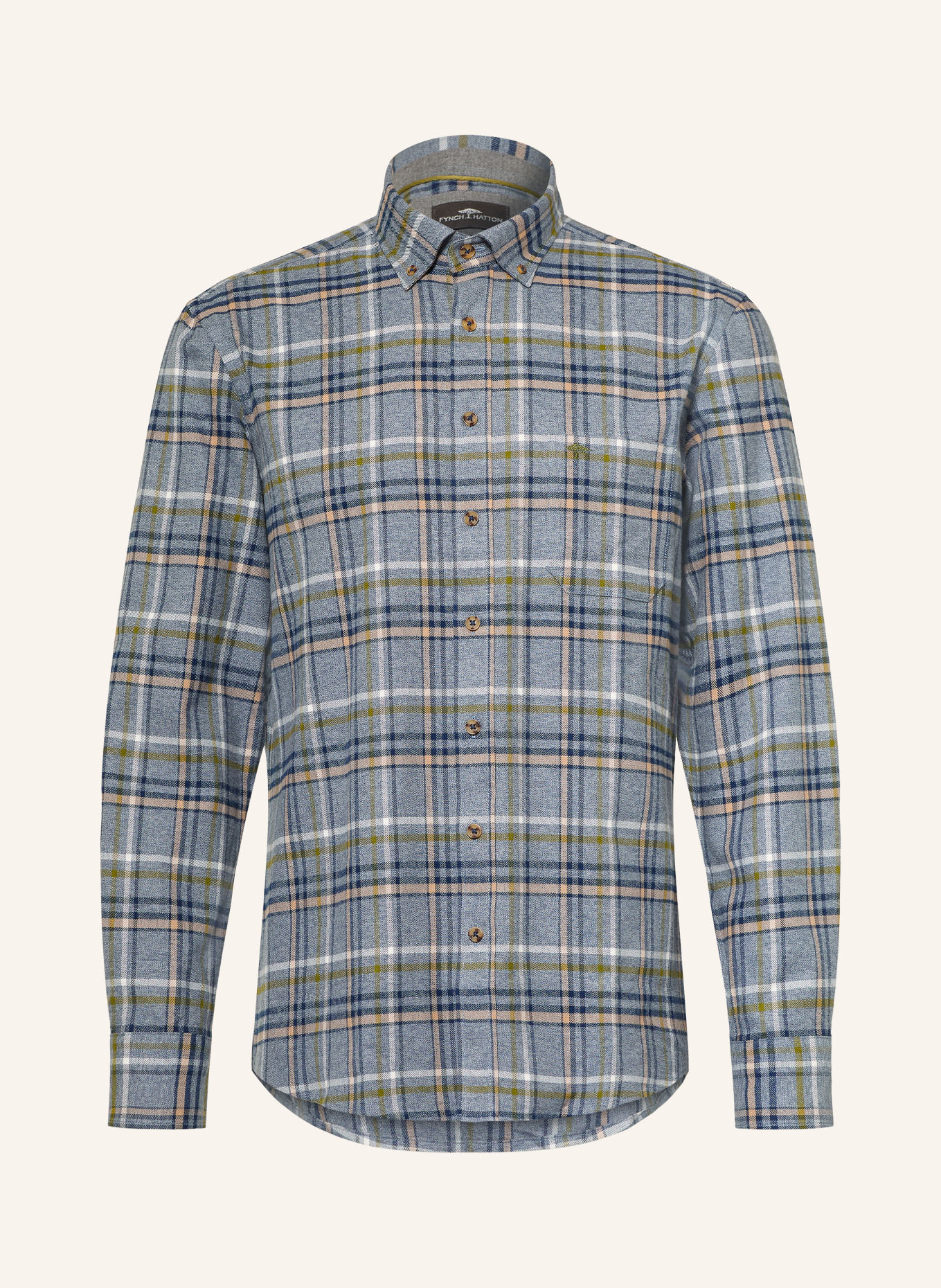 FYNCH-HATTON Flanelová košile Regular Fit: ČERNOŠEDÁ / BÉŽOVÁ / TMAVĚ MODRÁ