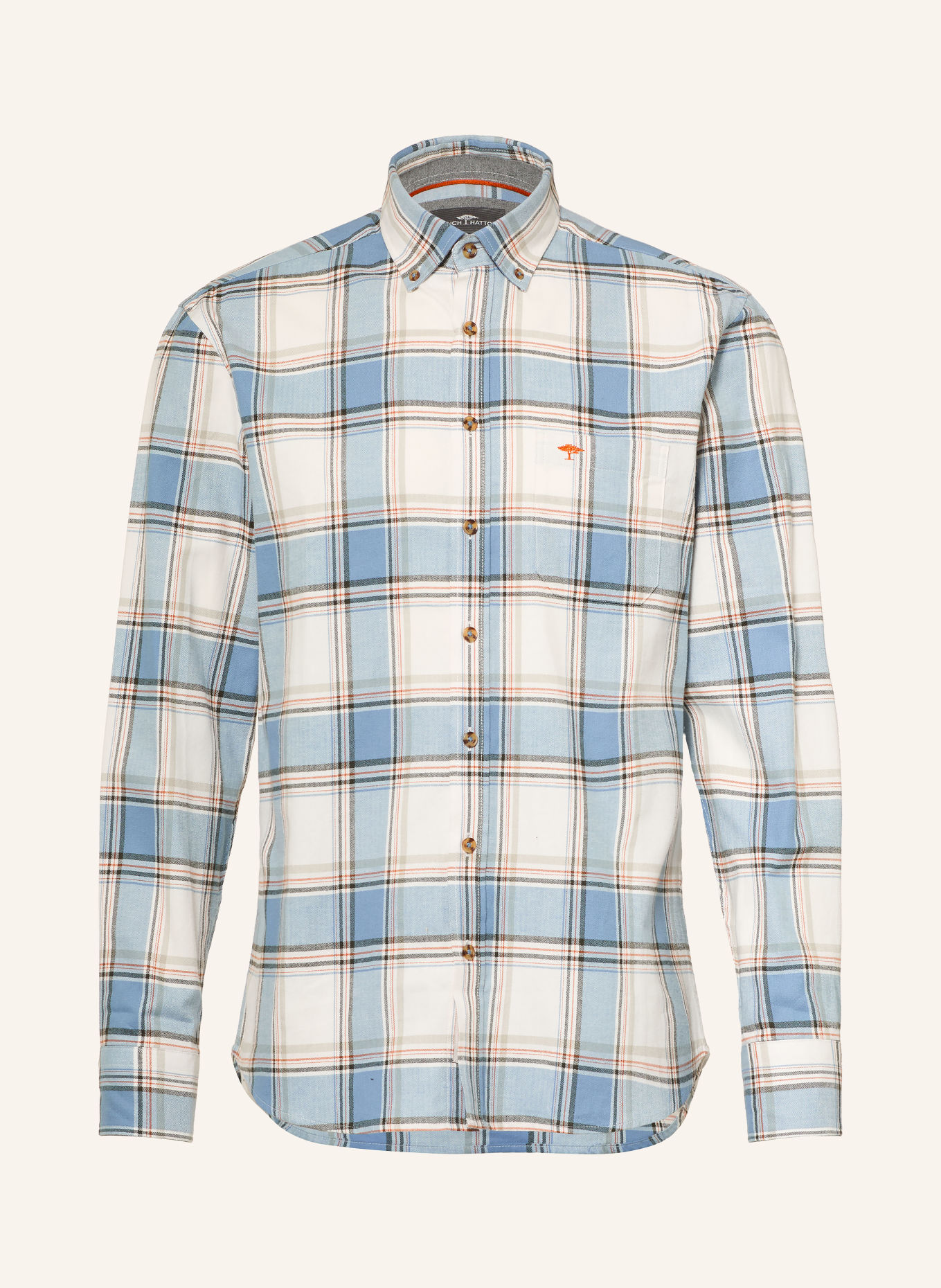 FYNCH-HATTON Hemd Regular Fit: HELLBLAU / DUNKELGRAU / ORANGE