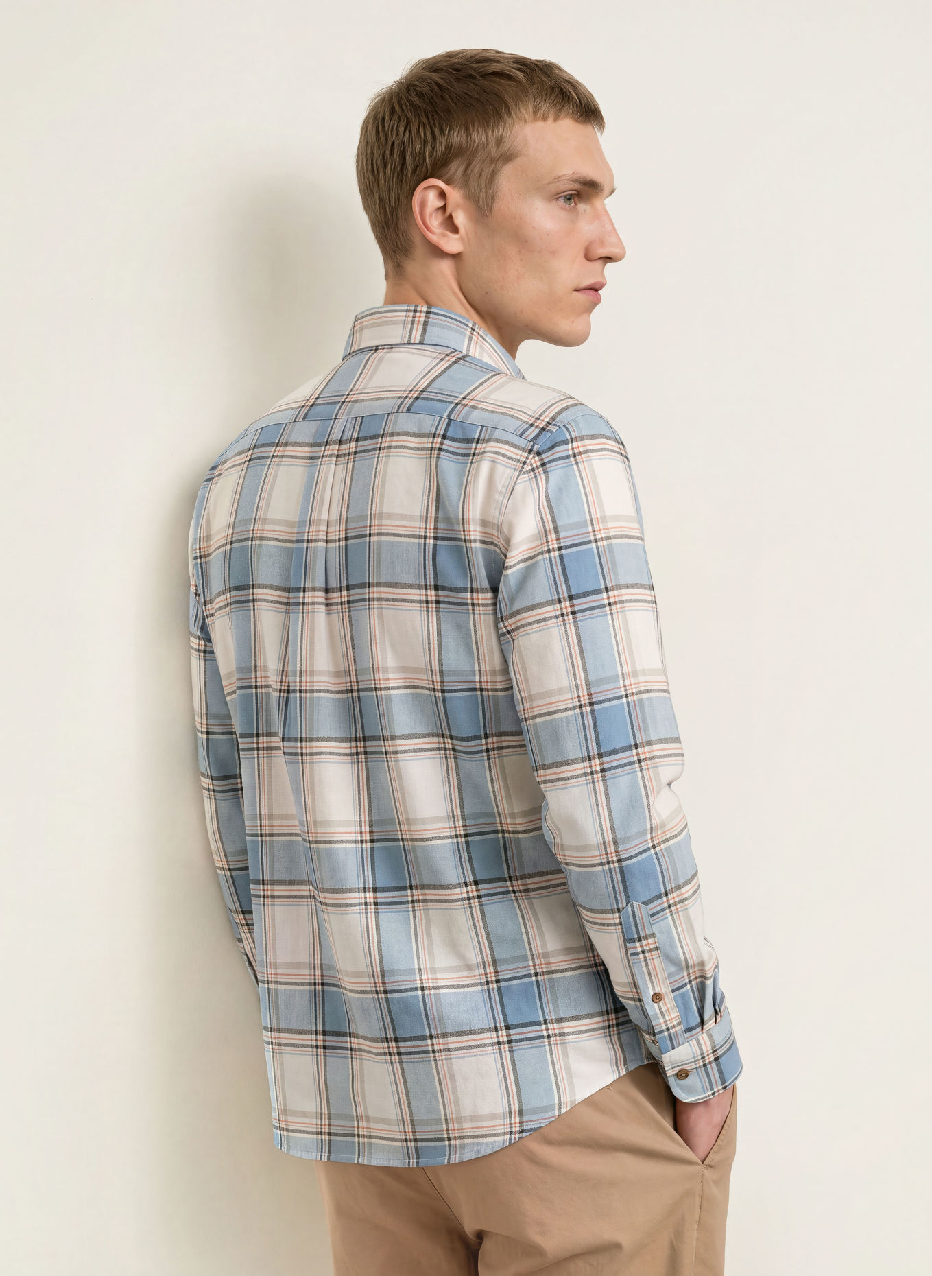 FYNCH-HATTON Hemd Regular Fit: HELLBLAU / DUNKELGRAU / ORANGE
