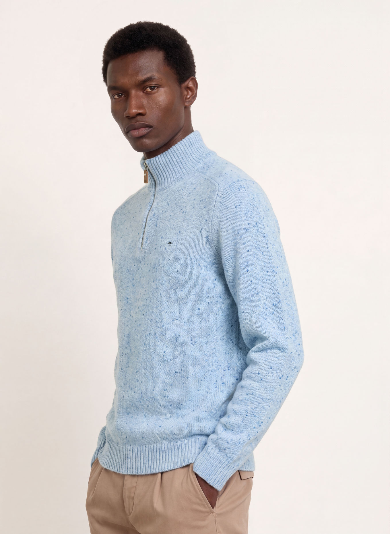 FYNCH-HATTON Half-zip sweater: LIGHT BLUE