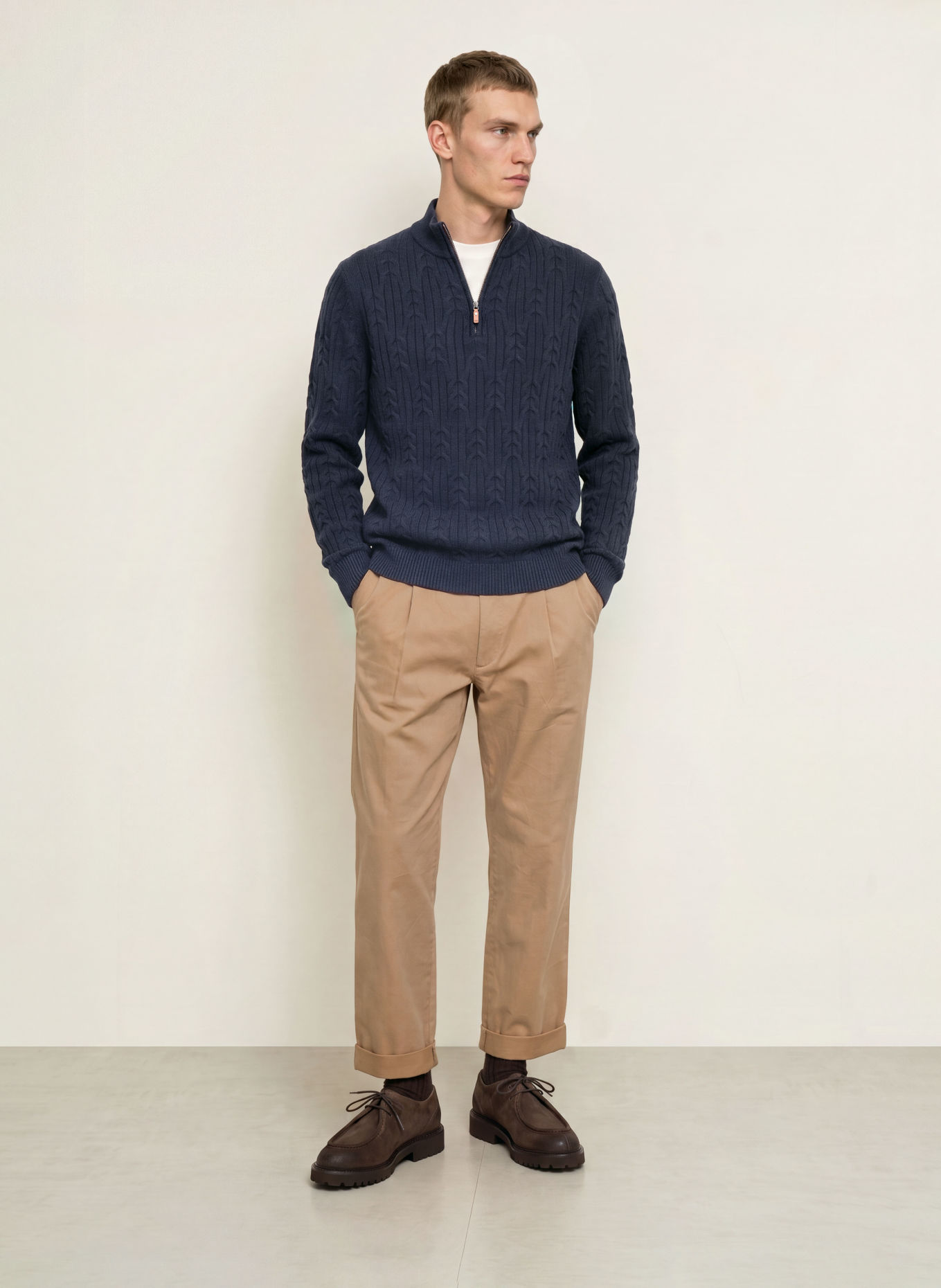 FYNCH-HATTON Half-zip sweater: DARK BLUE