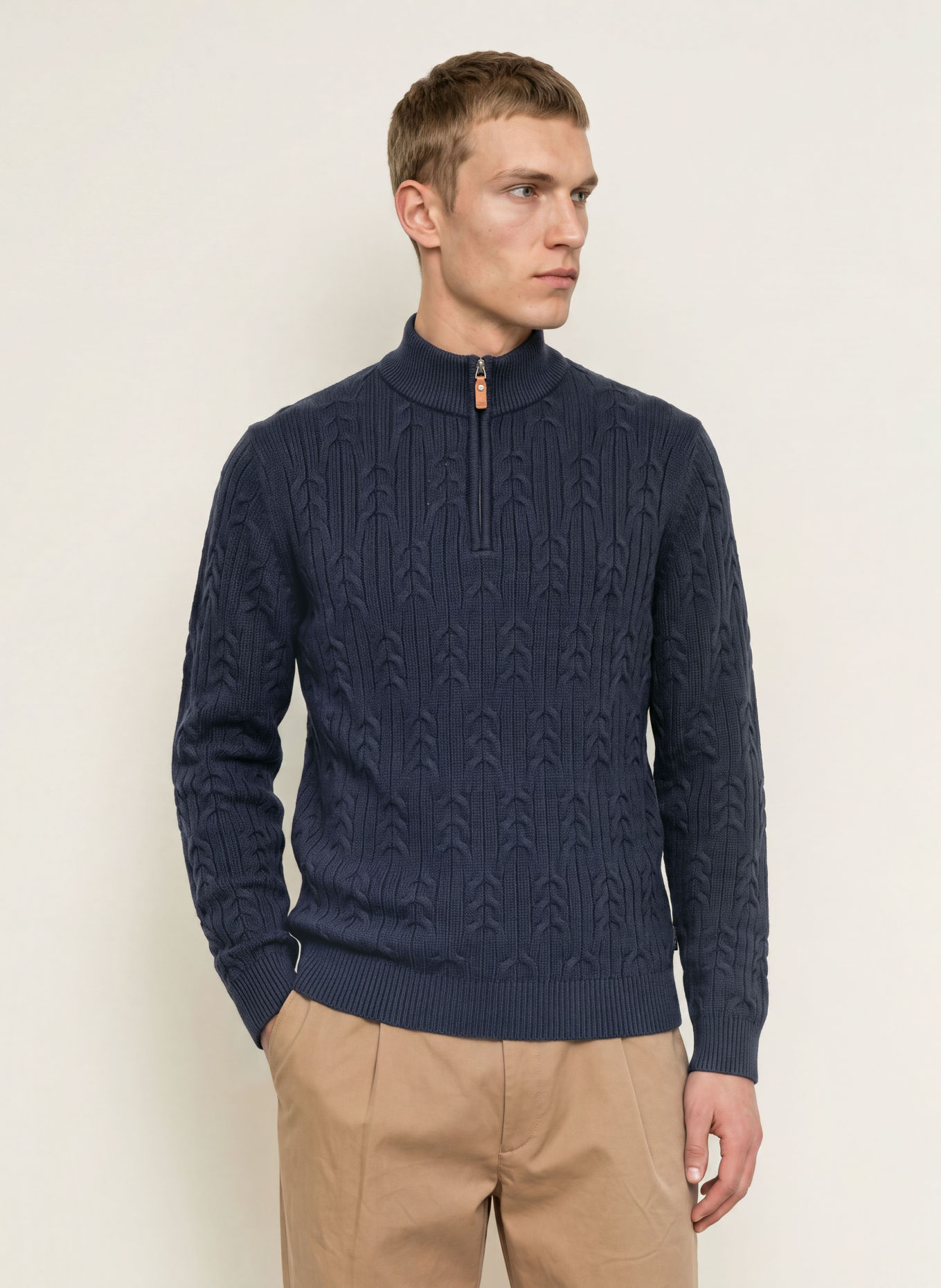 FYNCH-HATTON Half-zip sweater: DARK BLUE