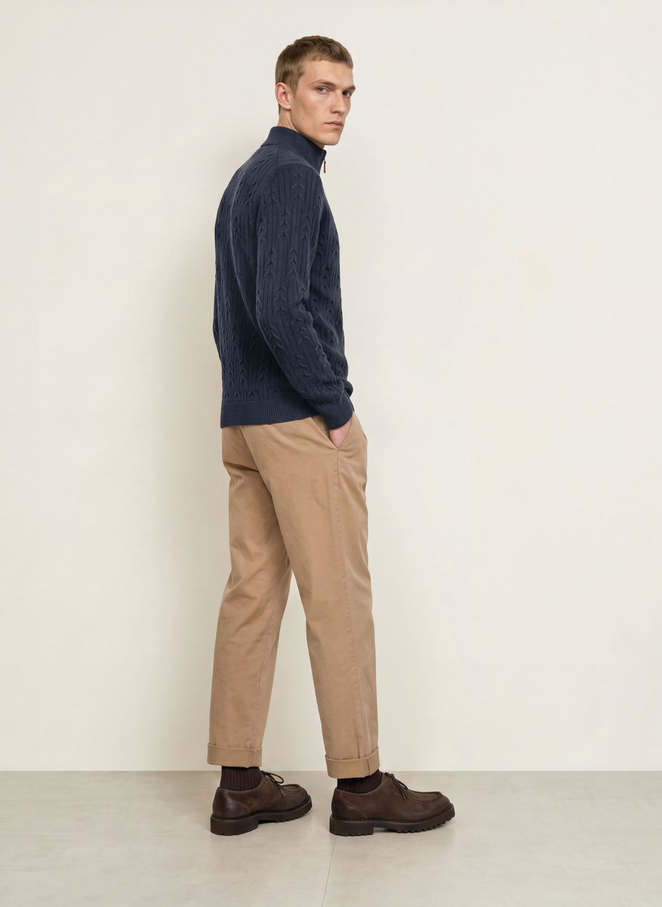FYNCH-HATTON Half-zip sweater: DARK BLUE