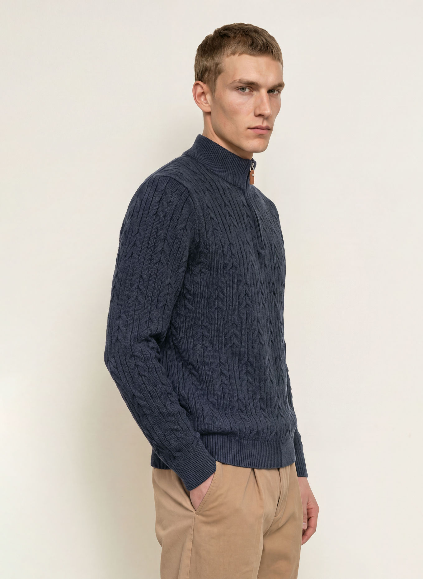 FYNCH-HATTON Half-zip sweater: DARK BLUE
