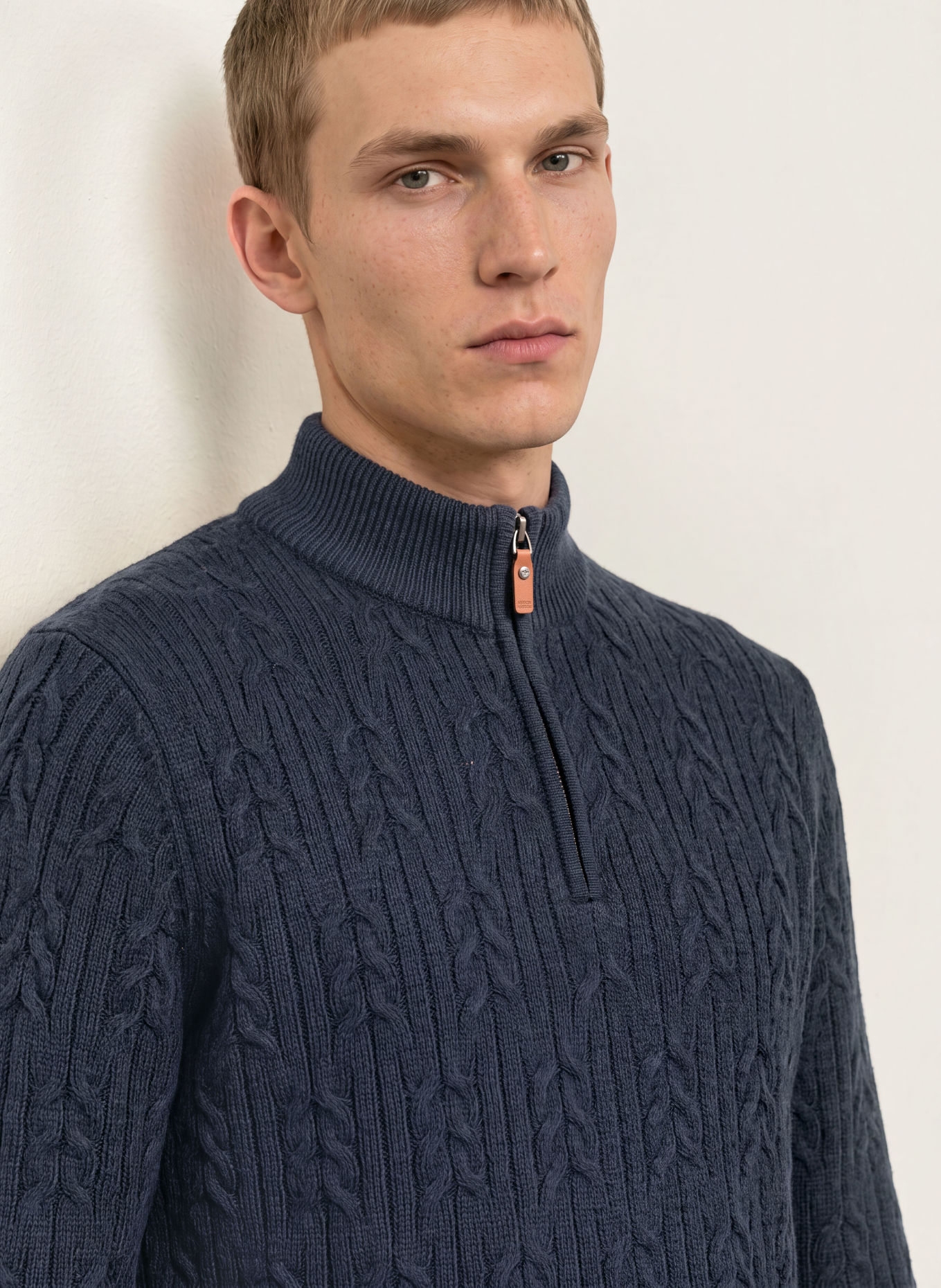 FYNCH-HATTON Half-zip sweater: DARK BLUE