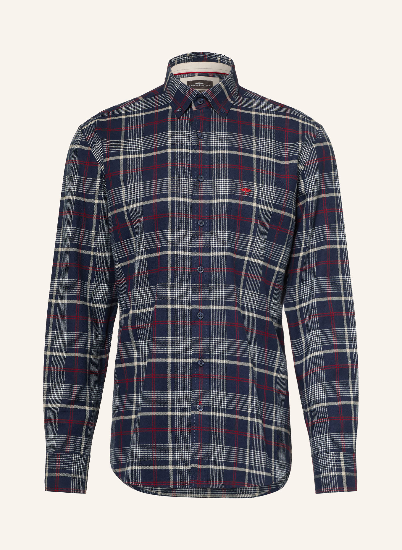 FYNCH-HATTON Flanellhemd Regular Fit: DUNKELBLAU / DUNKELROT / WEISS