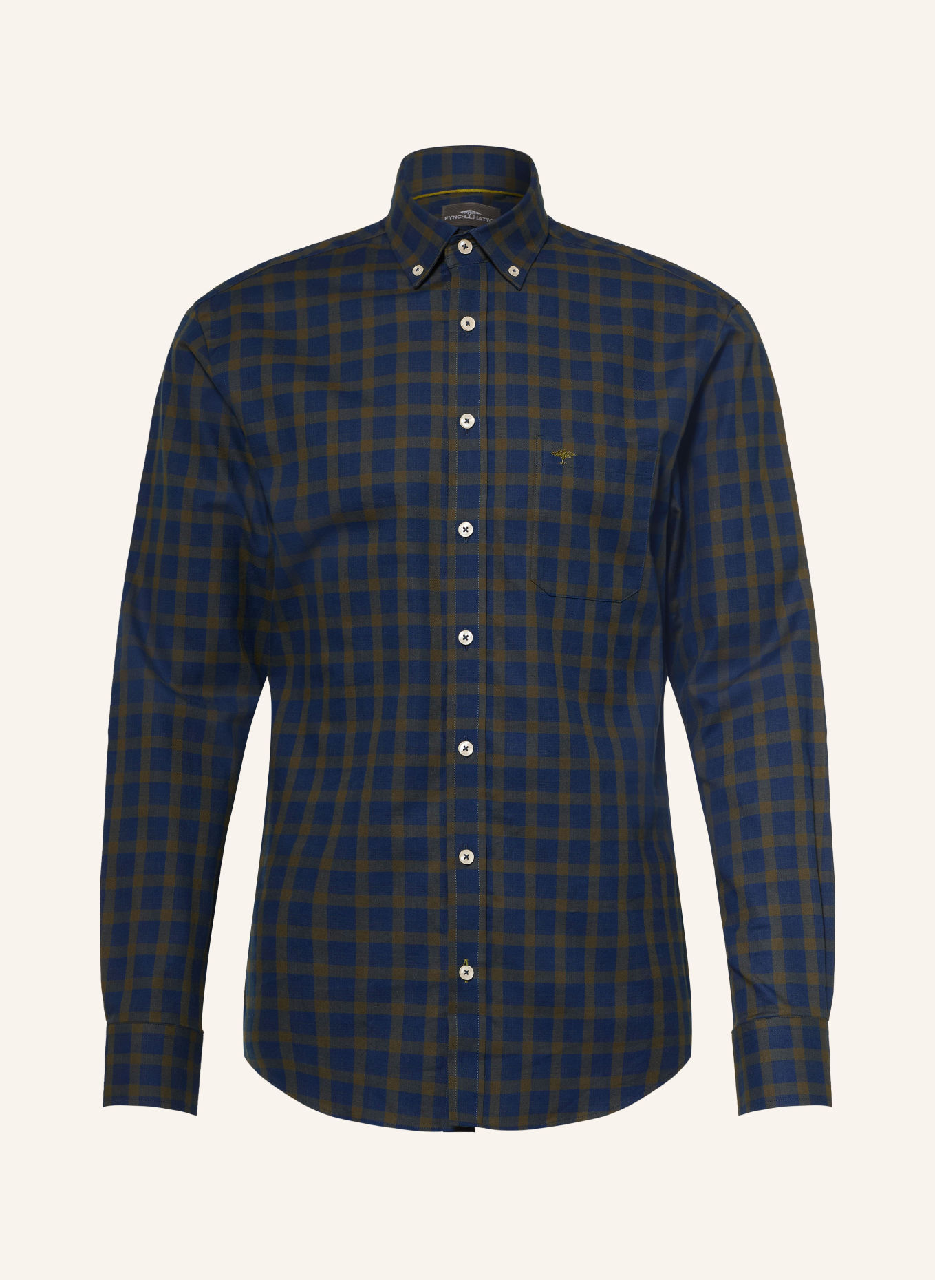 FYNCH-HATTON Hemd Slim Fit: DUNKELBLAU / KHAKI