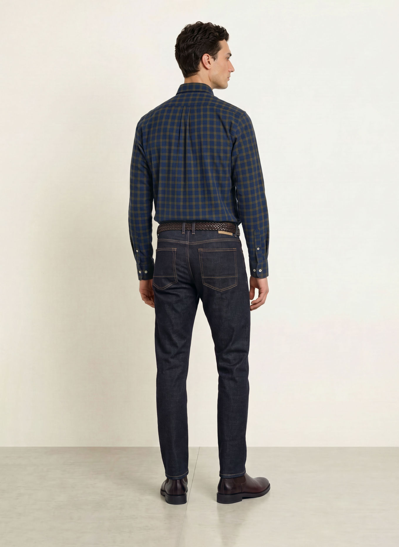 FYNCH-HATTON Hemd Slim Fit: DUNKELBLAU / KHAKI