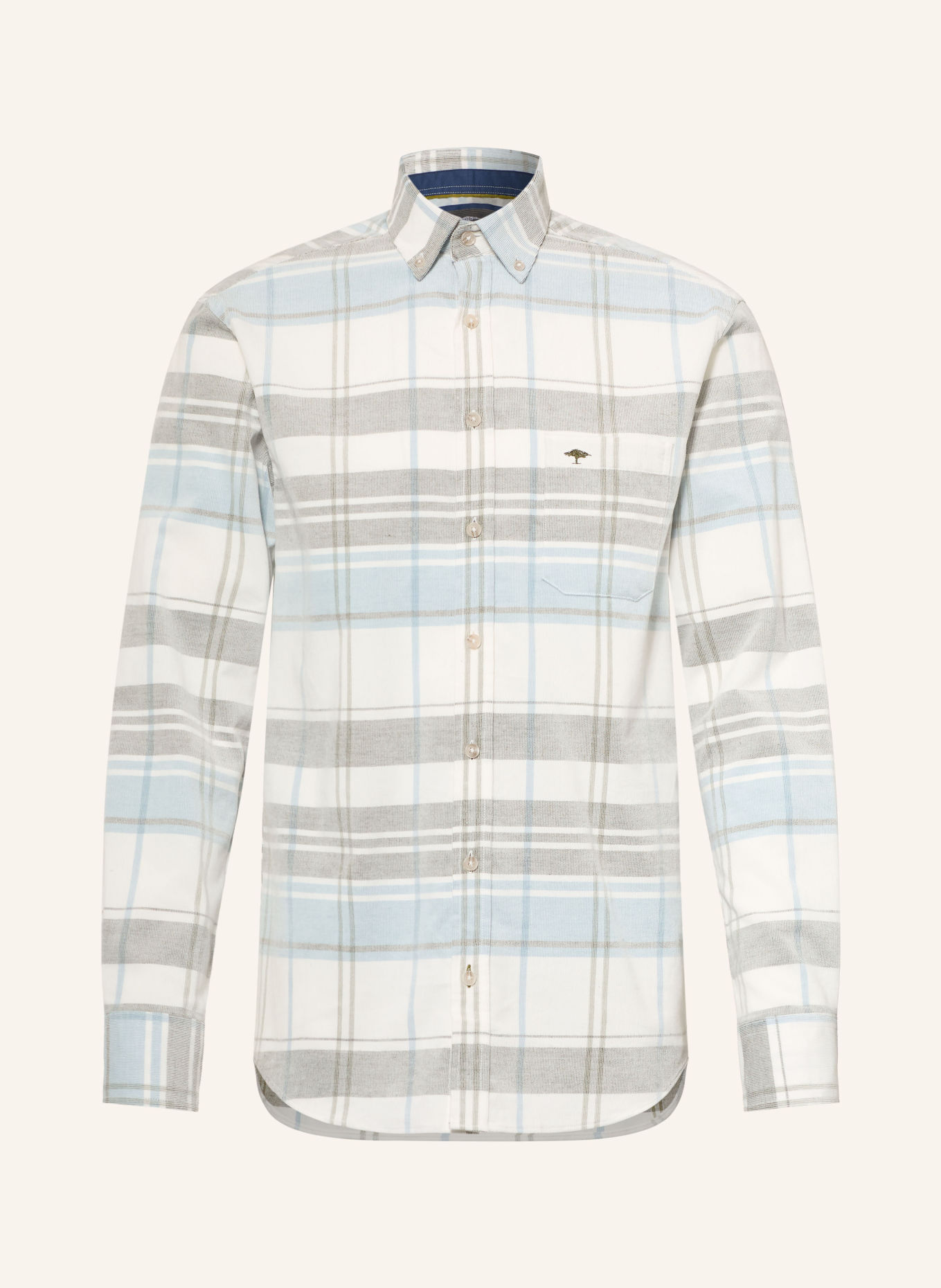 FYNCH-HATTON Corduroy Shirt, Regular Fit: GRAY / ECRU / BLUE GRAY