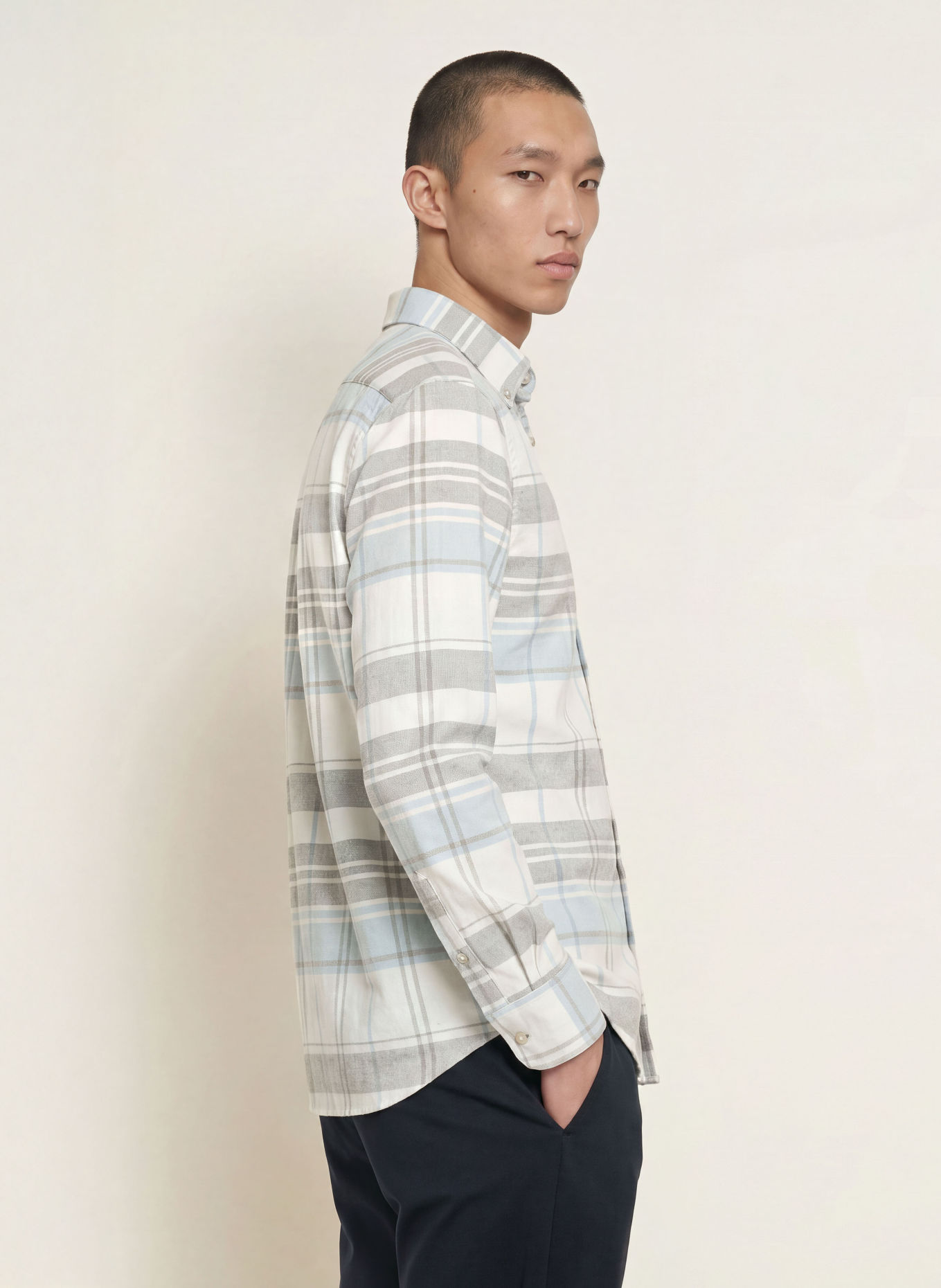 FYNCH-HATTON Corduroy Shirt, Regular Fit: GRAY / ECRU / BLUE GRAY