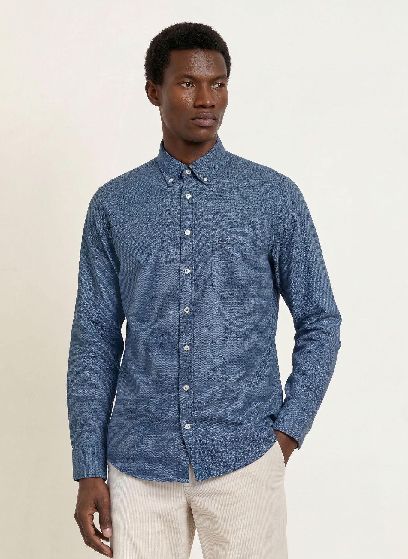 FYNCH-HATTON Flanellhemd Regular Fit: DUNKELBLAU / HELLBLAU
