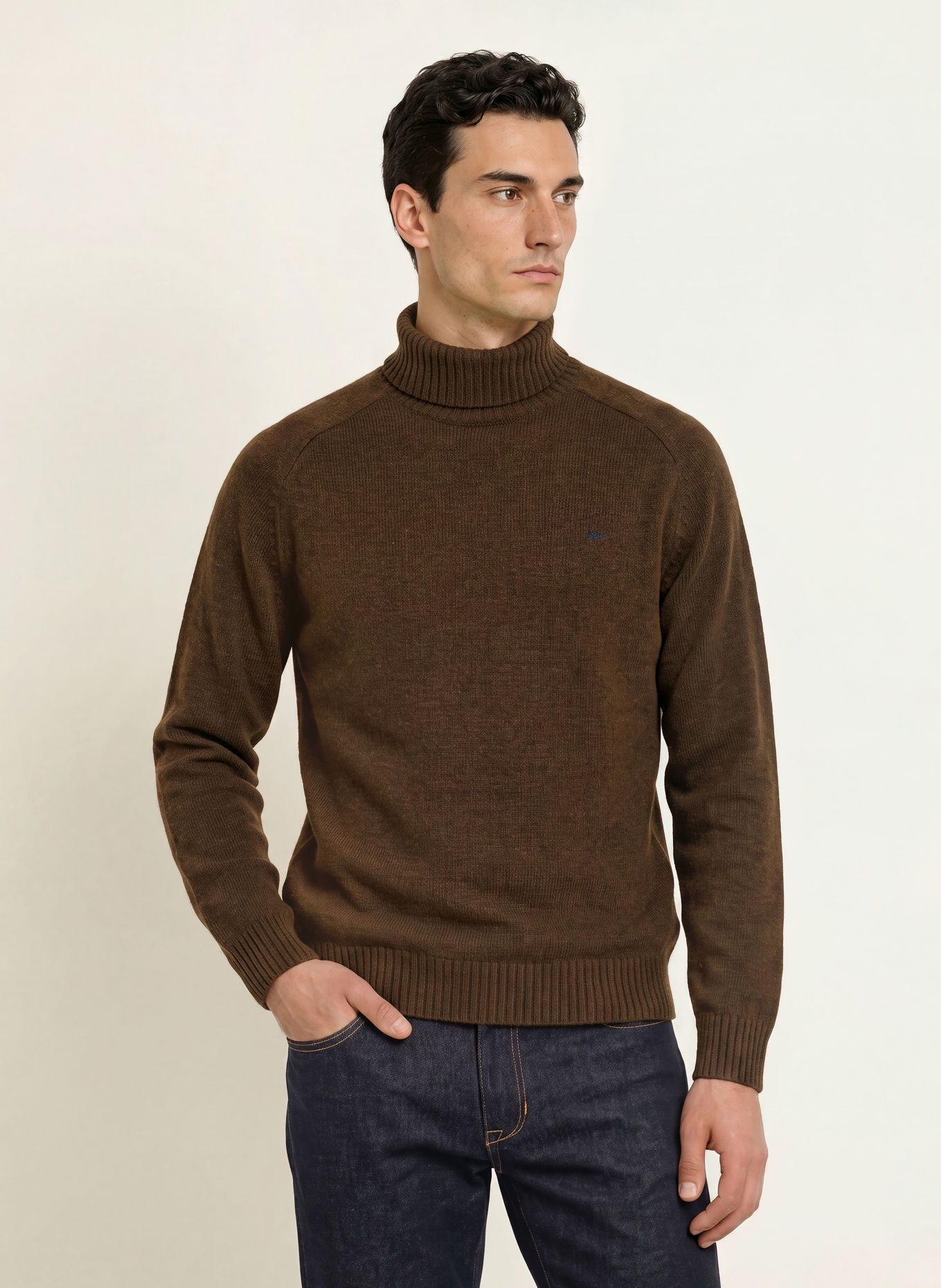 FYNCH-HATTON Rollkragenpullover: DUNKELBRAUN