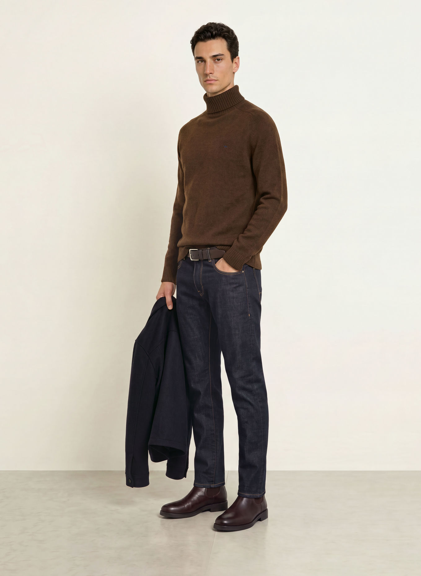 FYNCH-HATTON Rollkragenpullover: DUNKELBRAUN