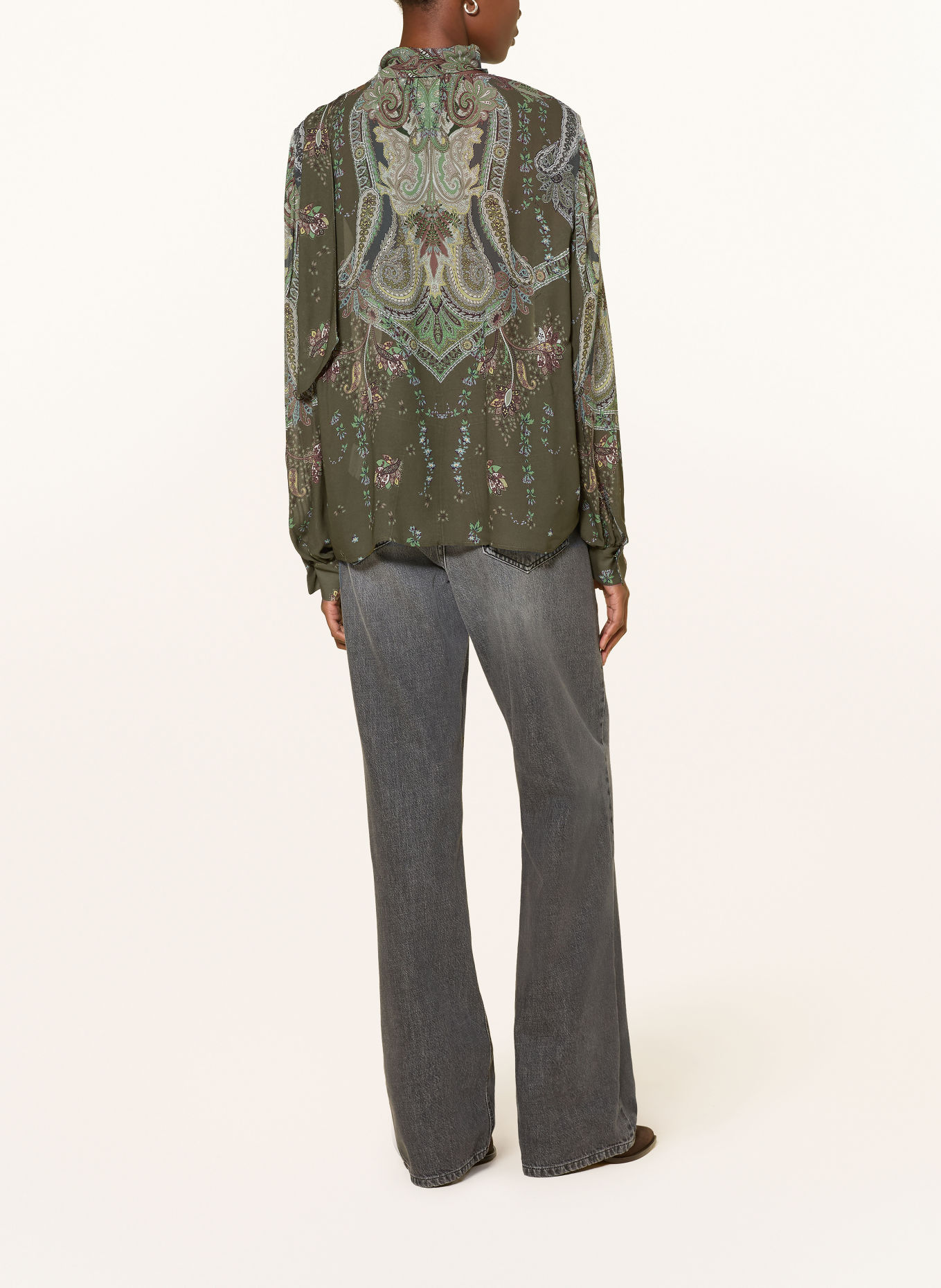 RIANI Blouse met afneembare strik: KAKI / BRUIN / ZWART