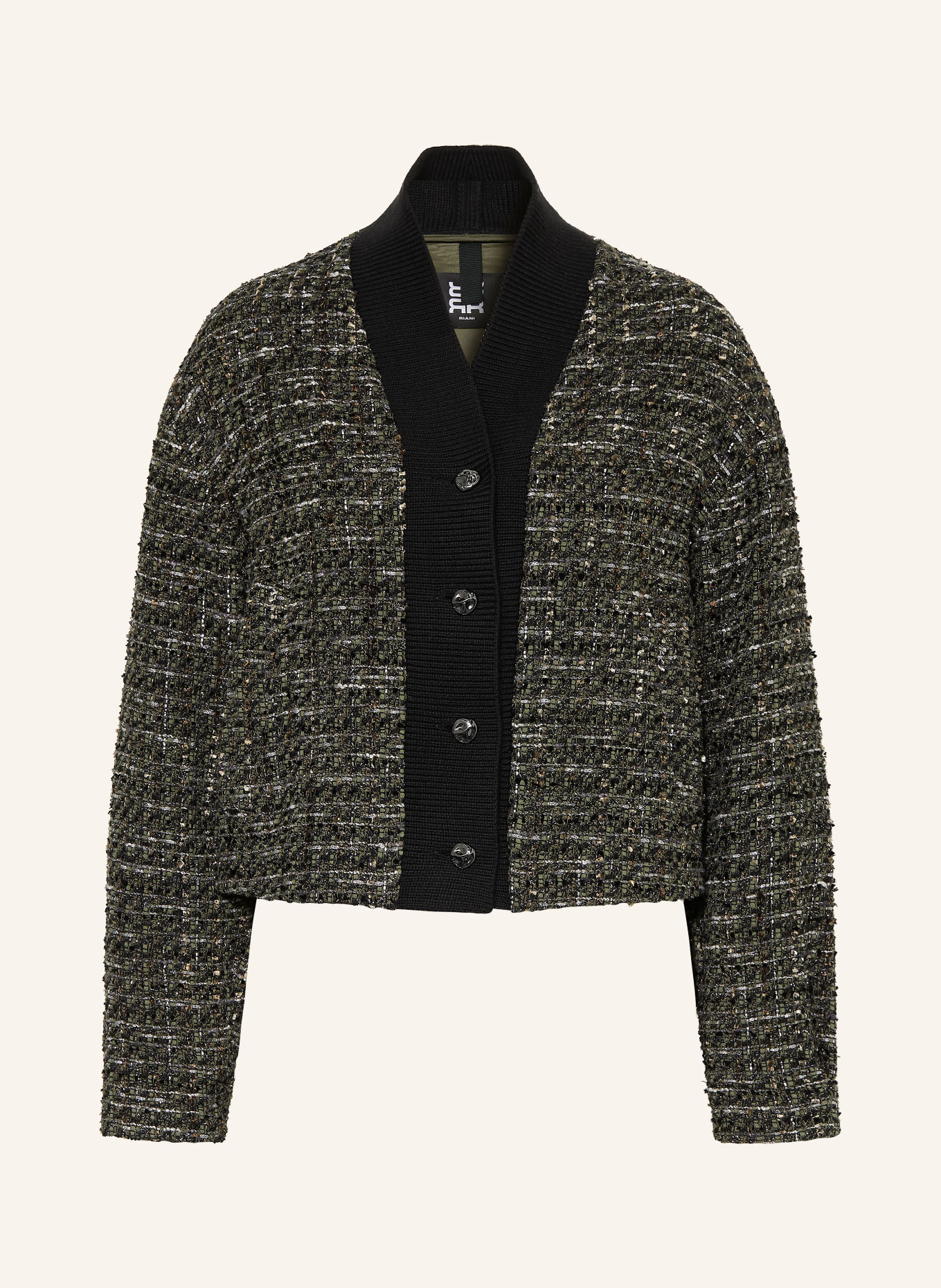 RIANI Blazer van bouclé met glittergaren: OLIJF / ZILVER / ZWART