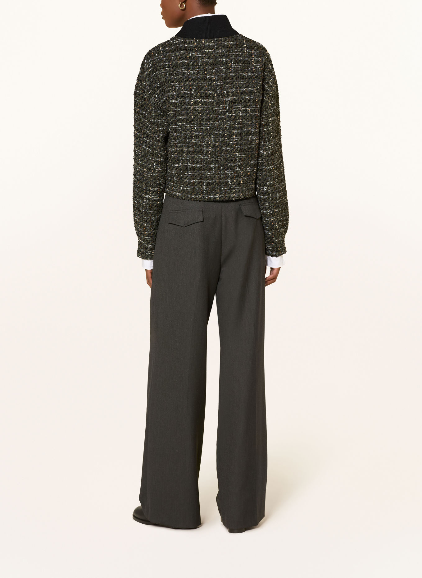 RIANI Blazer van bouclé met glittergaren: OLIJF / ZILVER / ZWART