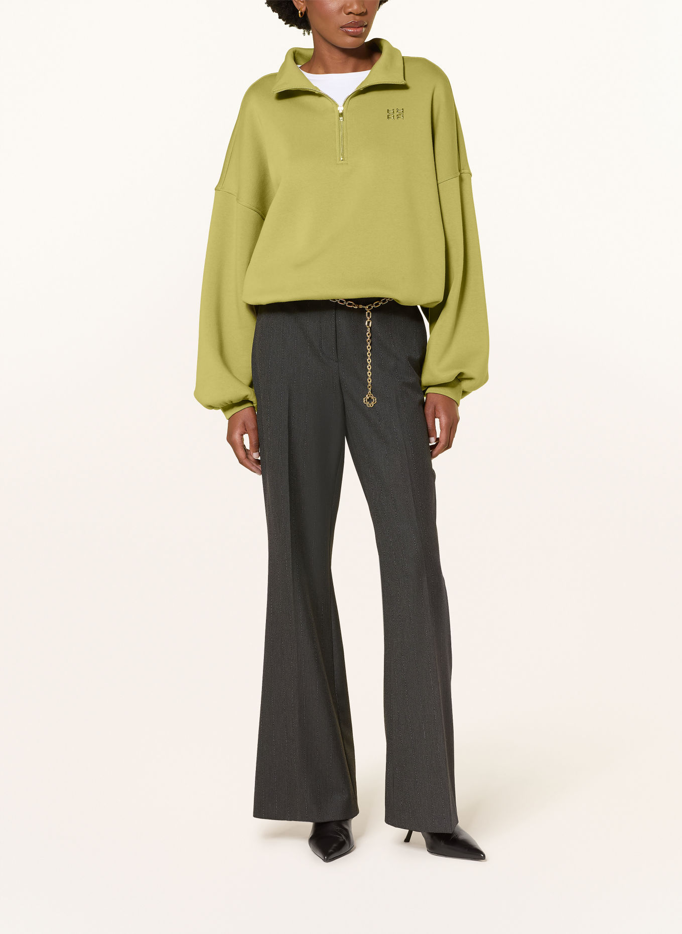 RIANI Half-zip sweatshirt: LIGHT GREEN