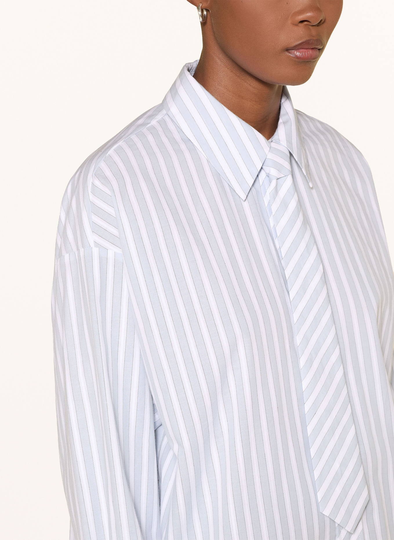 RIANI Overhemdblouse met afneembare strik: BLAUWGRIJS / WIT