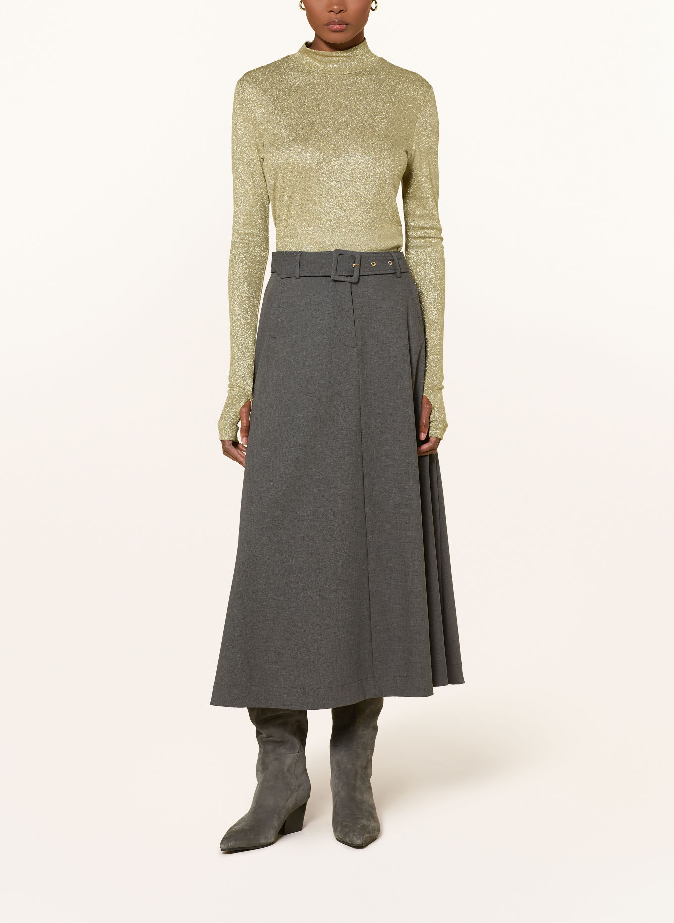 RIANI Long-sleeve shirt with glitter yarn: GOLD