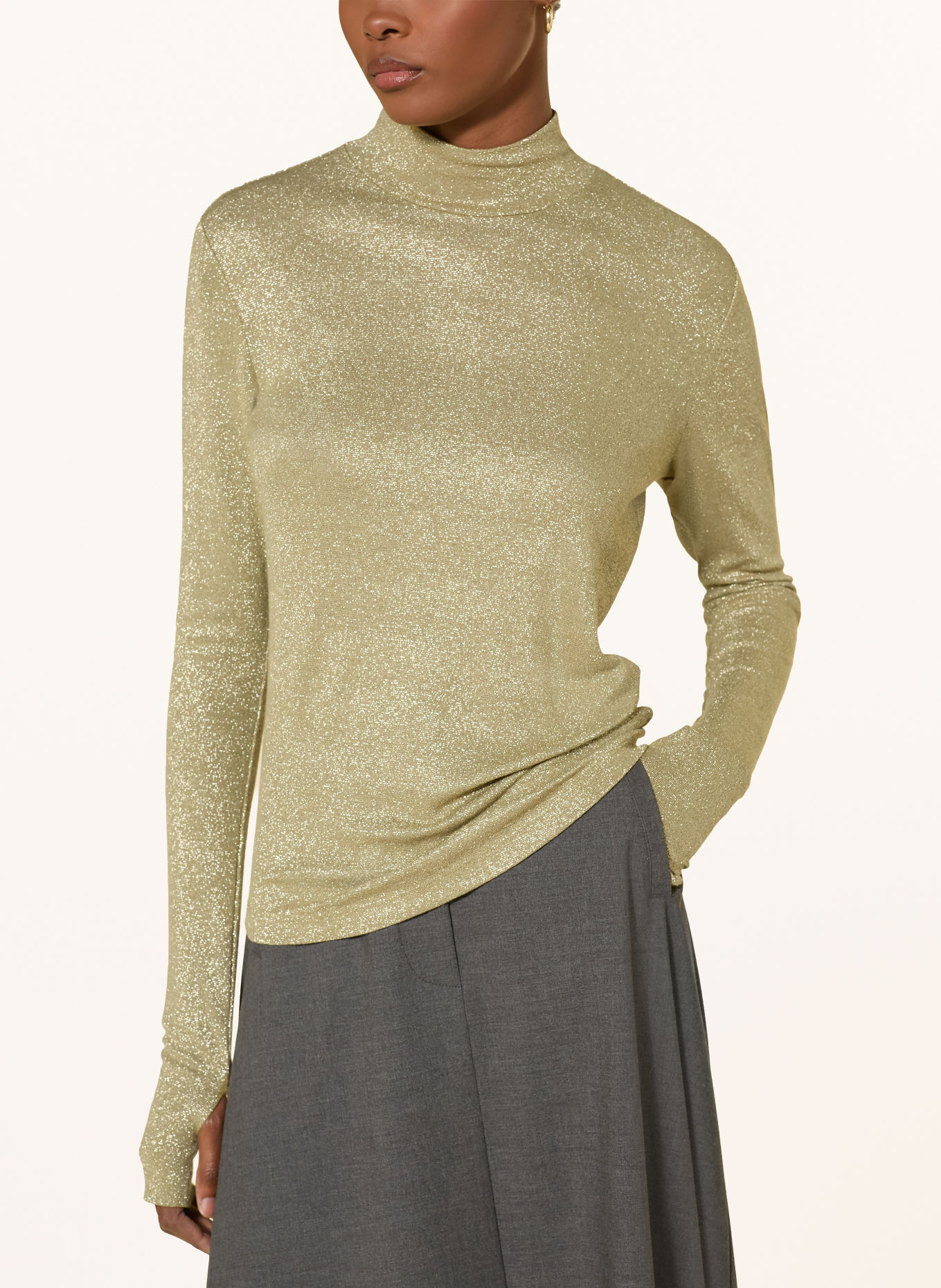 RIANI Long-sleeve shirt with glitter yarn: GOLD
