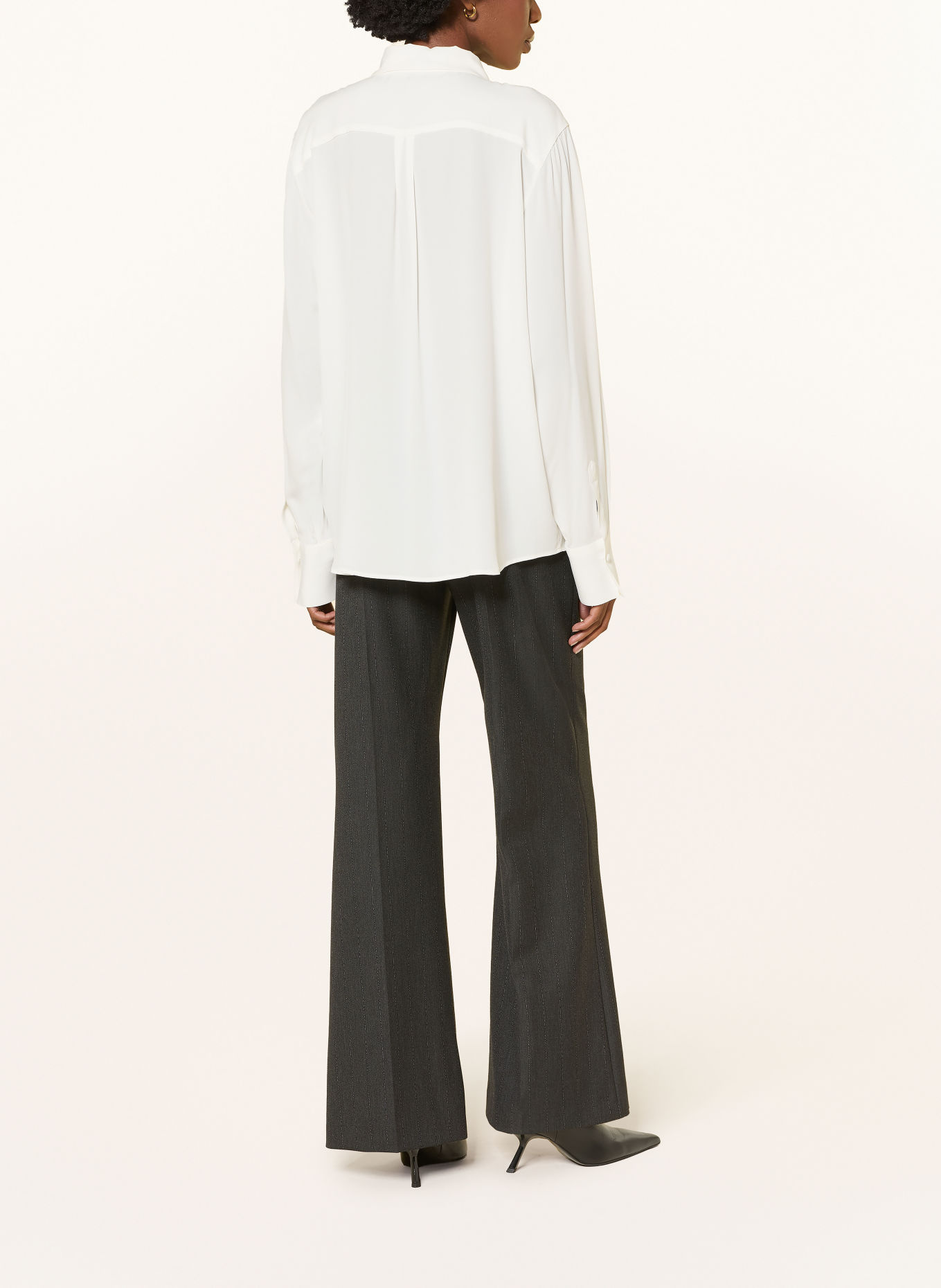 RIANI Hemdbluse mit Seide und Volants: WEISS