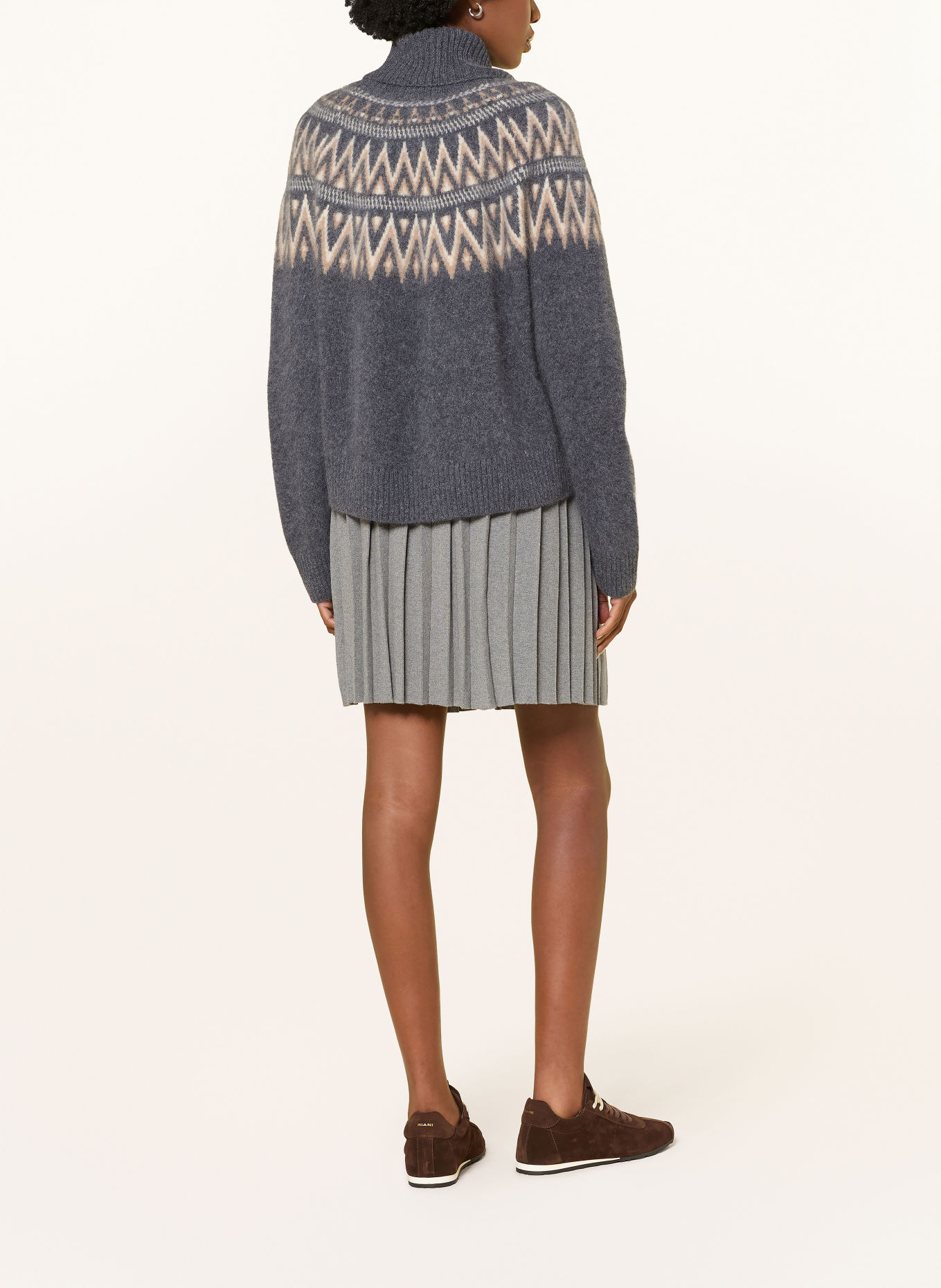 RIANI Strickrock mit Plissees: GRAU