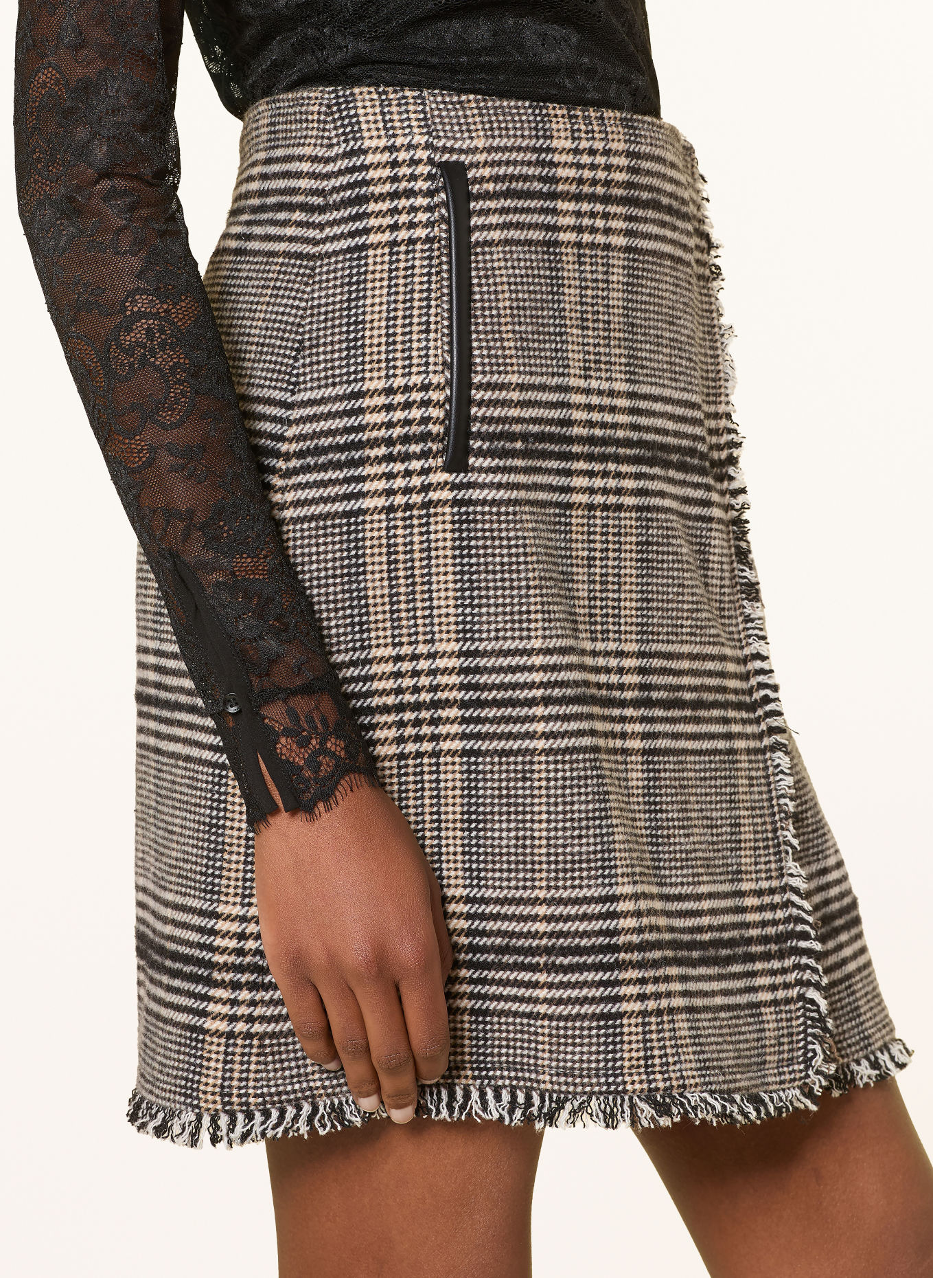 RIANI Rok: ZWART / CAMEL / ECRU