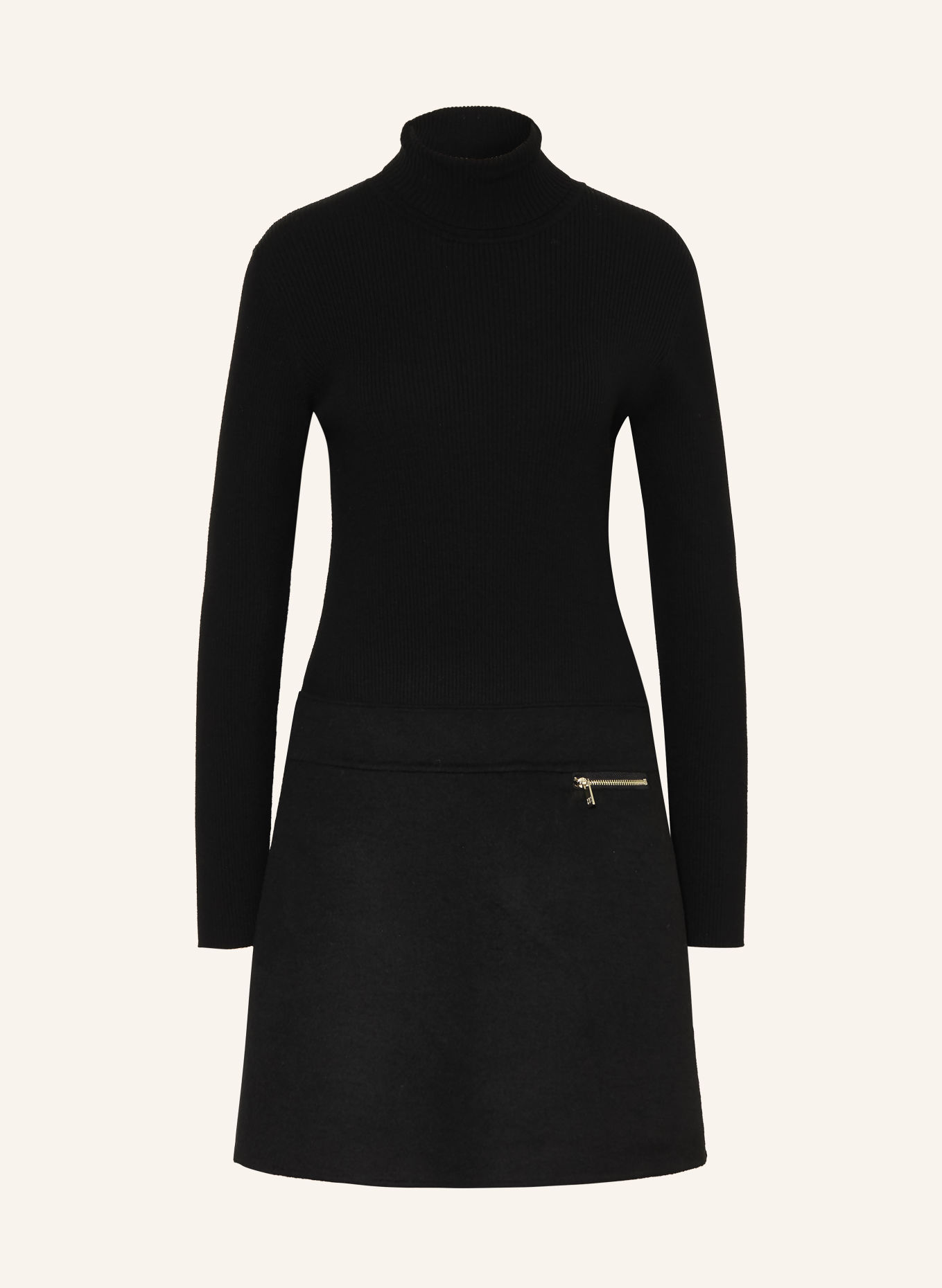 RIANI Kleid im Materialmix: SCHWARZ