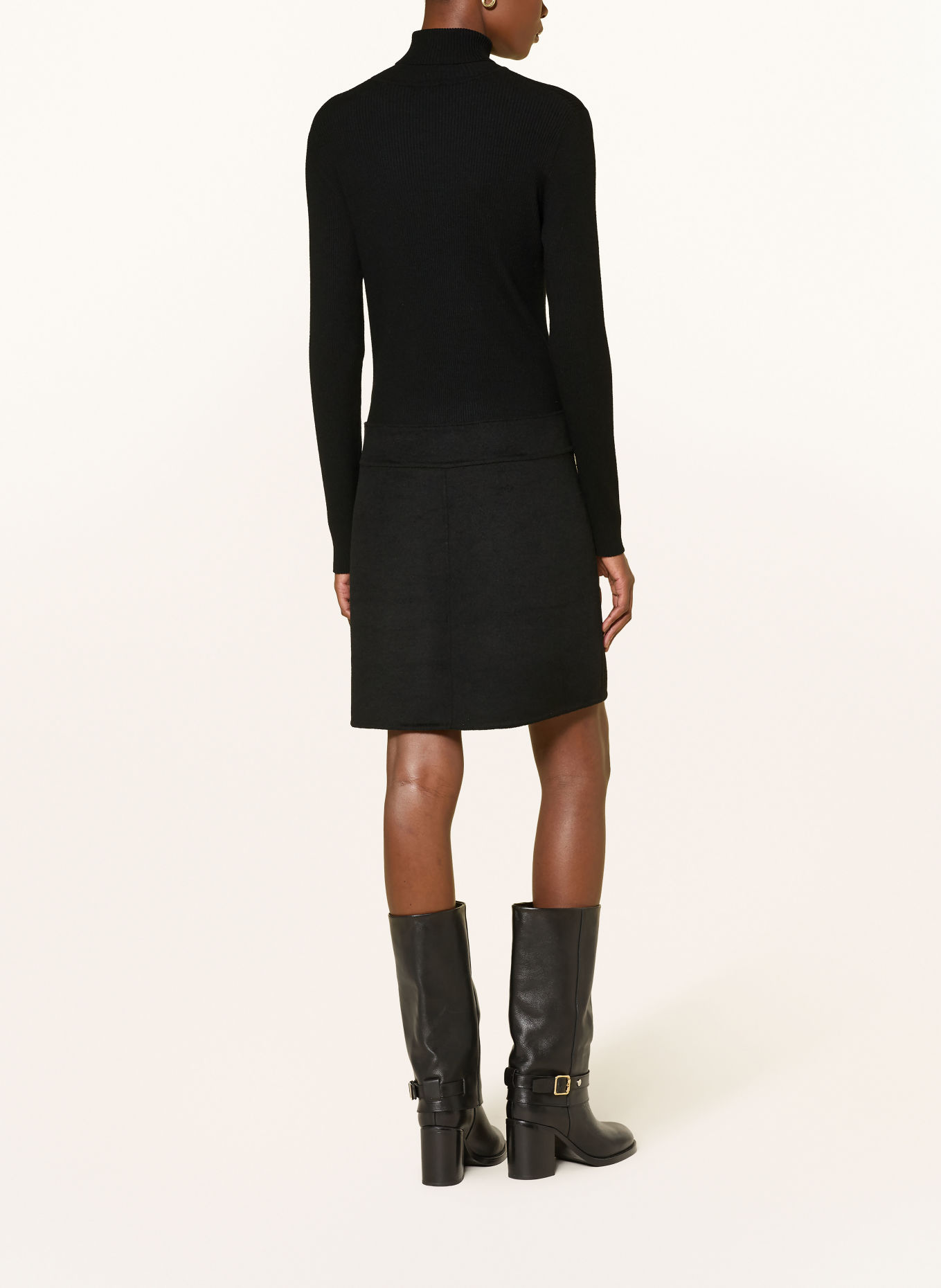 RIANI Kleid im Materialmix: SCHWARZ