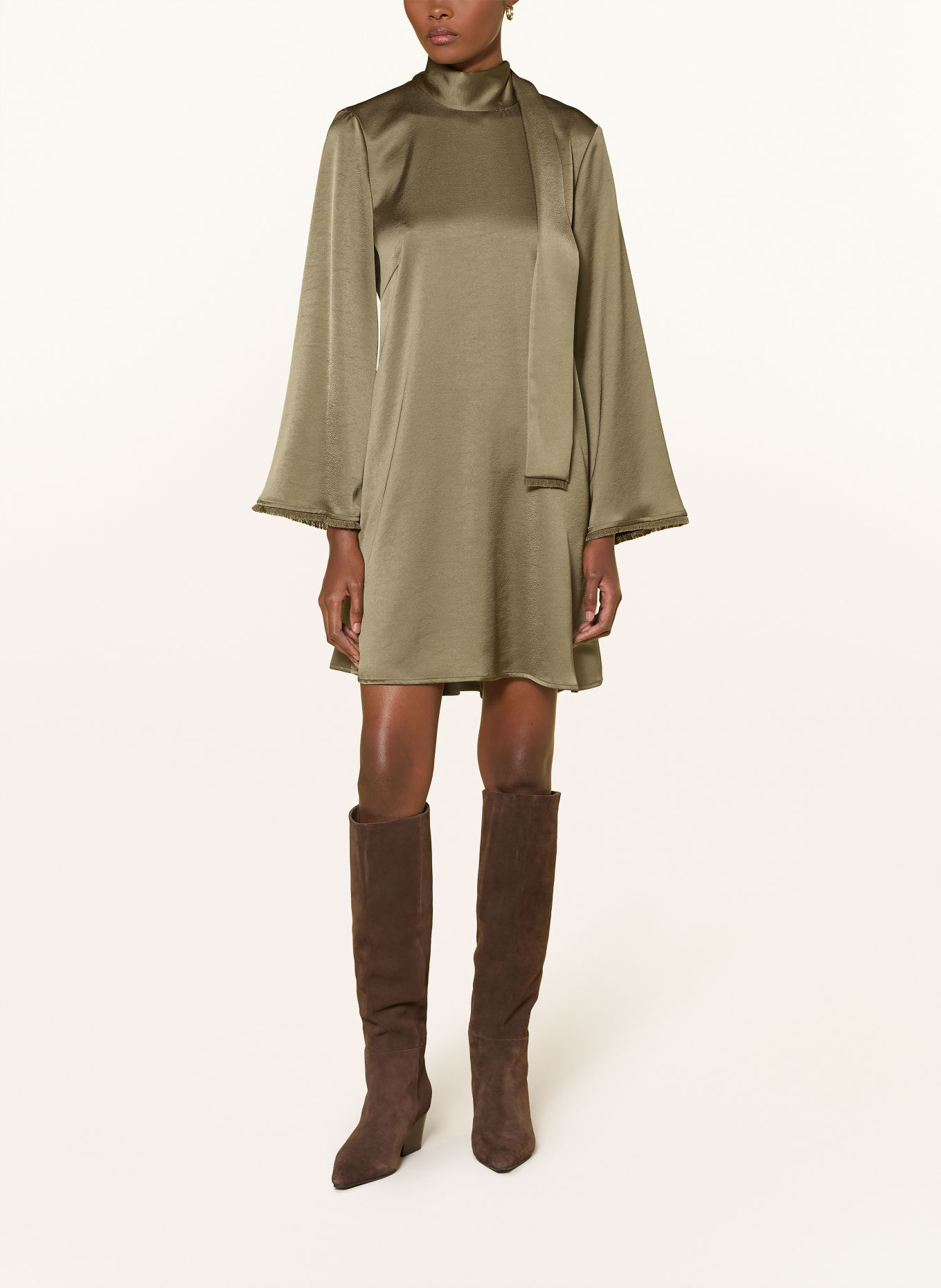 RIANI Satinkleid mit Schluppe: OLIV