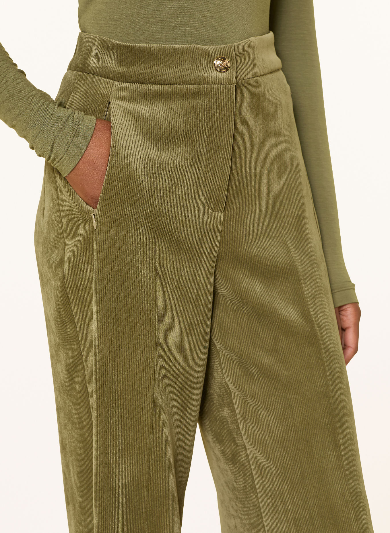 RIANI Marlenehose aus Cord: OLIV