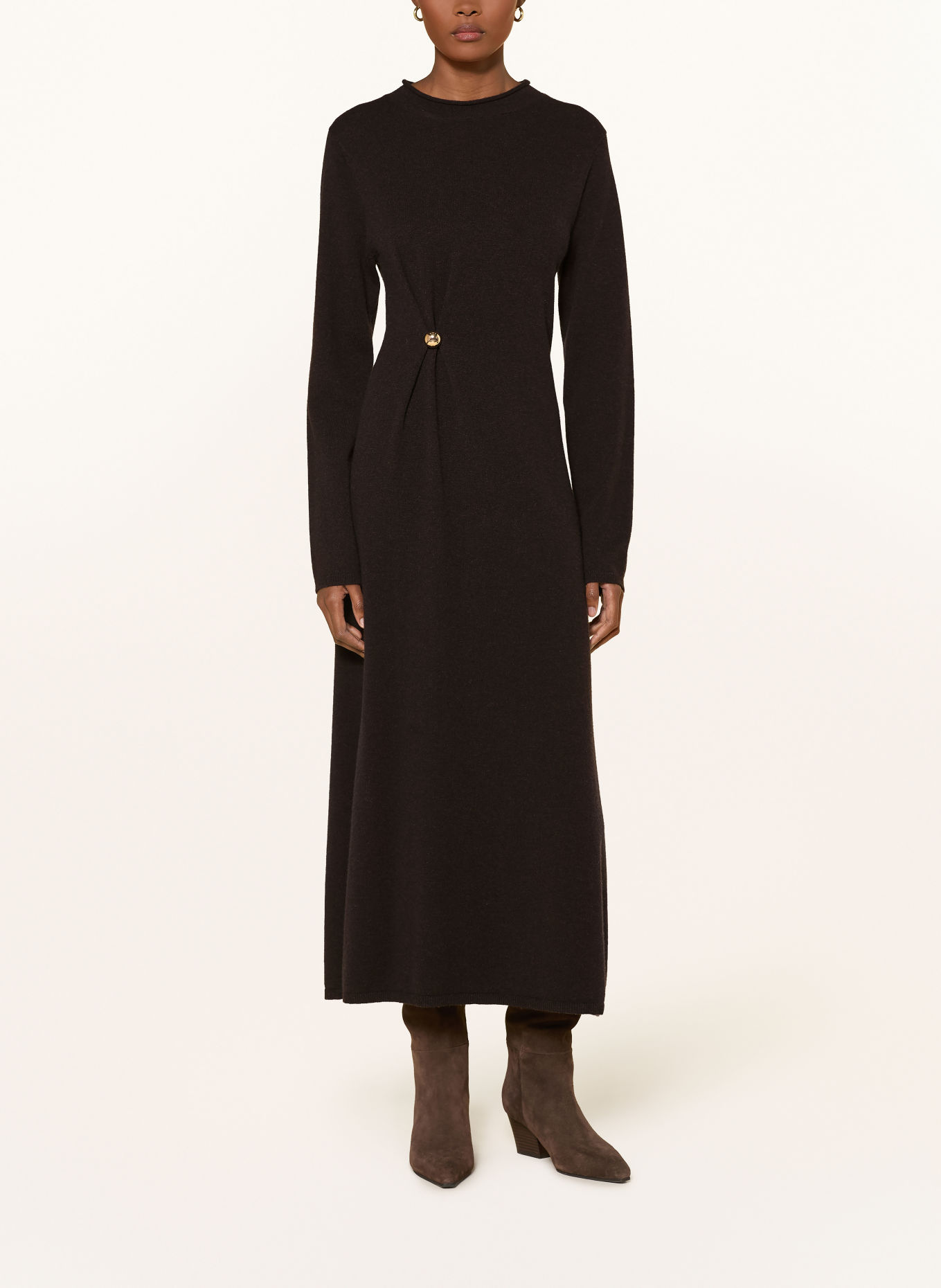 RIANI Knit dress made with merino wool and cashmere: DARK BROWN