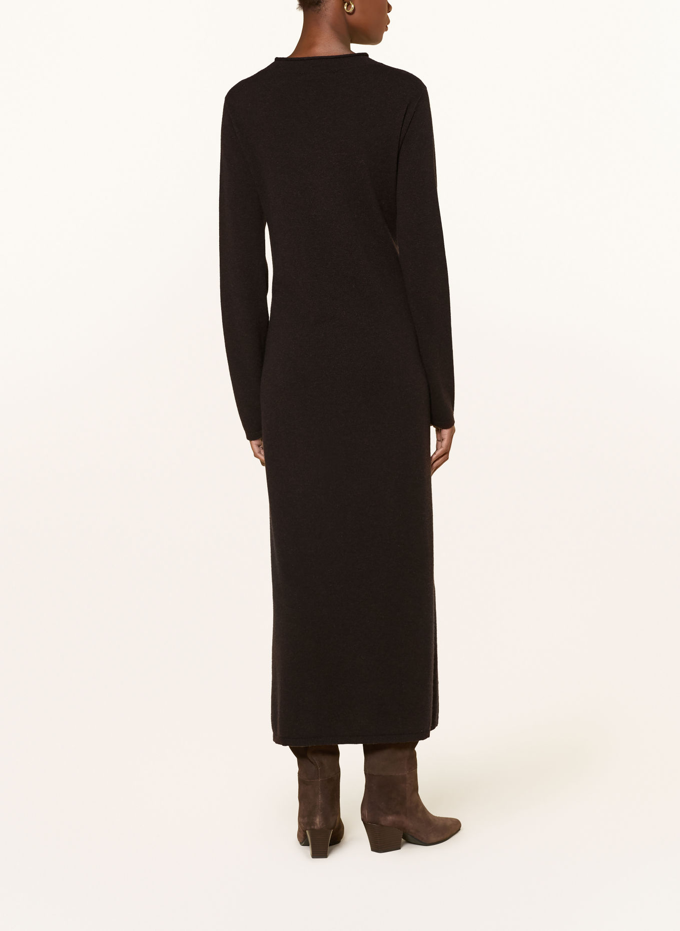 RIANI Knit dress made with merino wool and cashmere: DARK BROWN