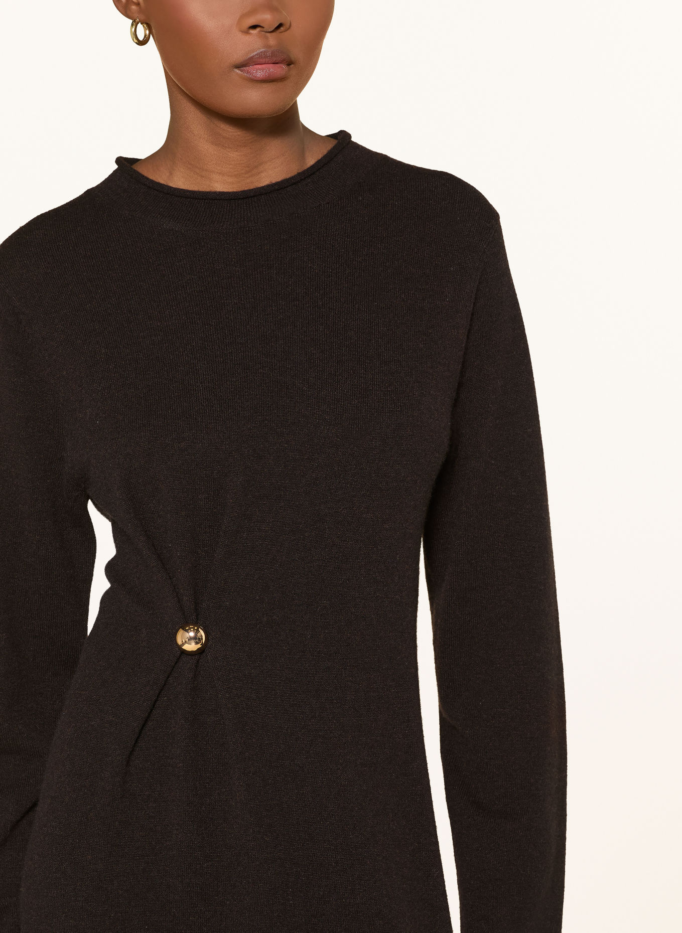 RIANI Knit dress made with merino wool and cashmere: DARK BROWN